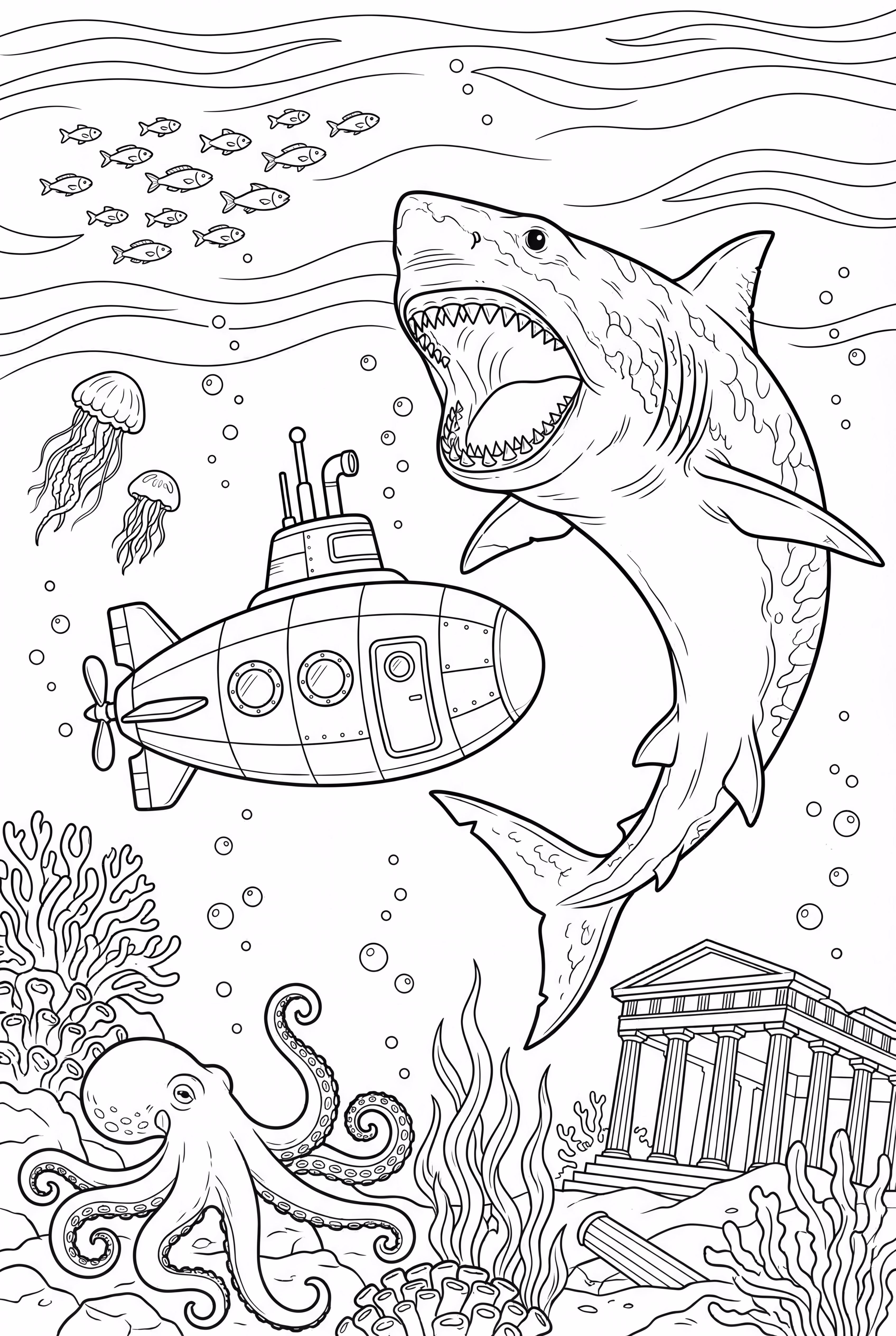 A Submarine Encounters a Megalodon