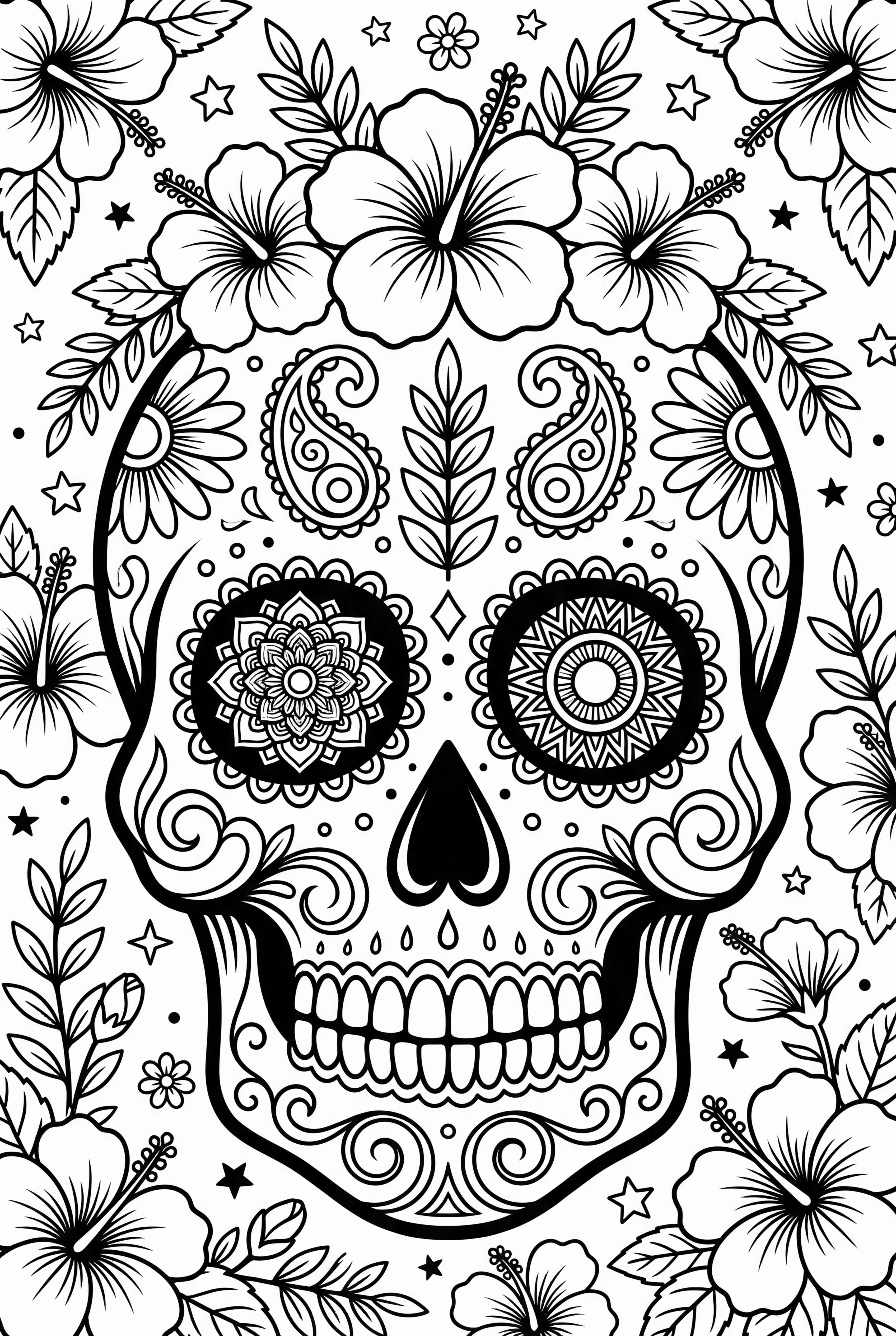 A sugar skull celebrating with other skull friends