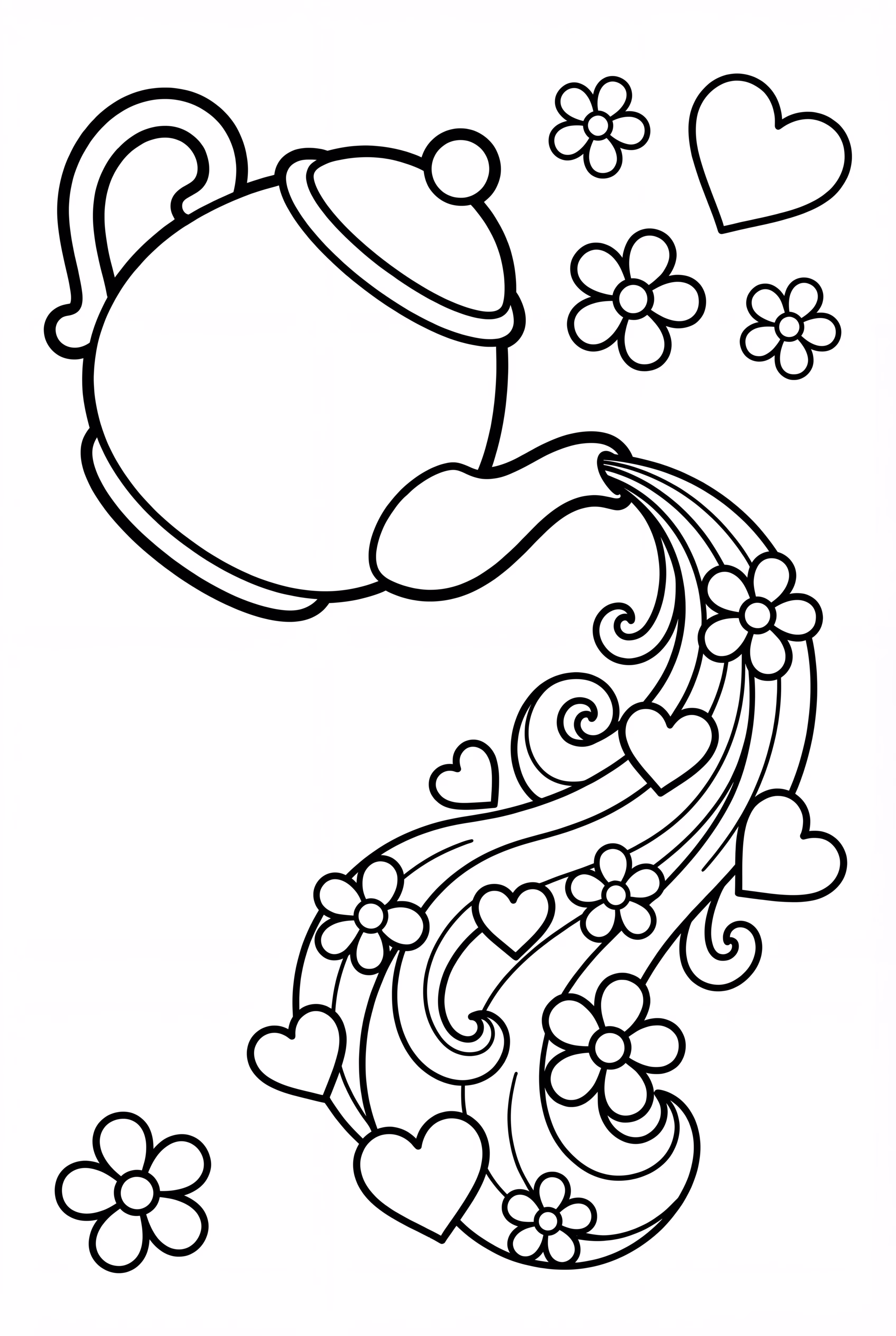A Teapot Pouring Hearts and Flowers