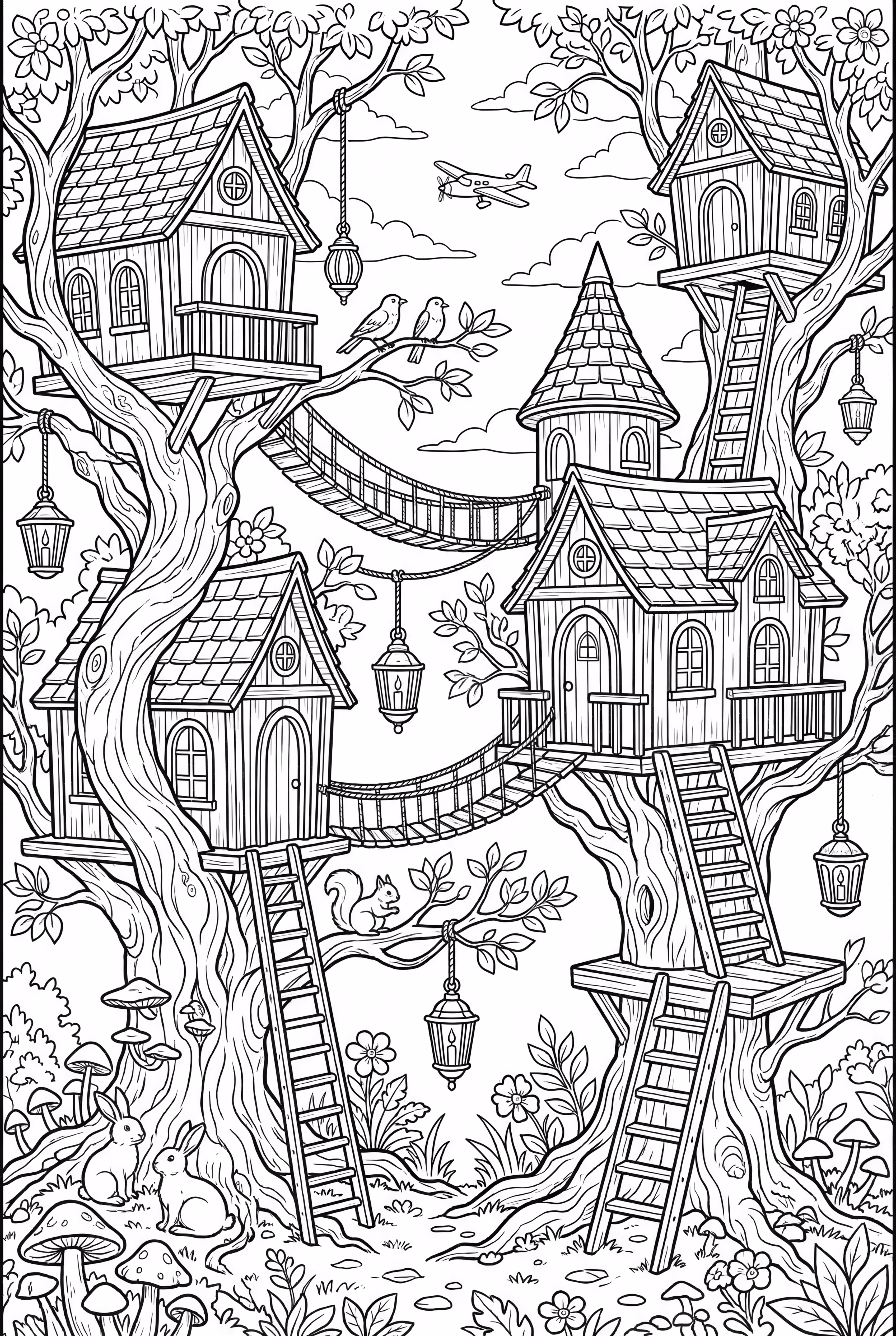 A Tree House Village in the Forest