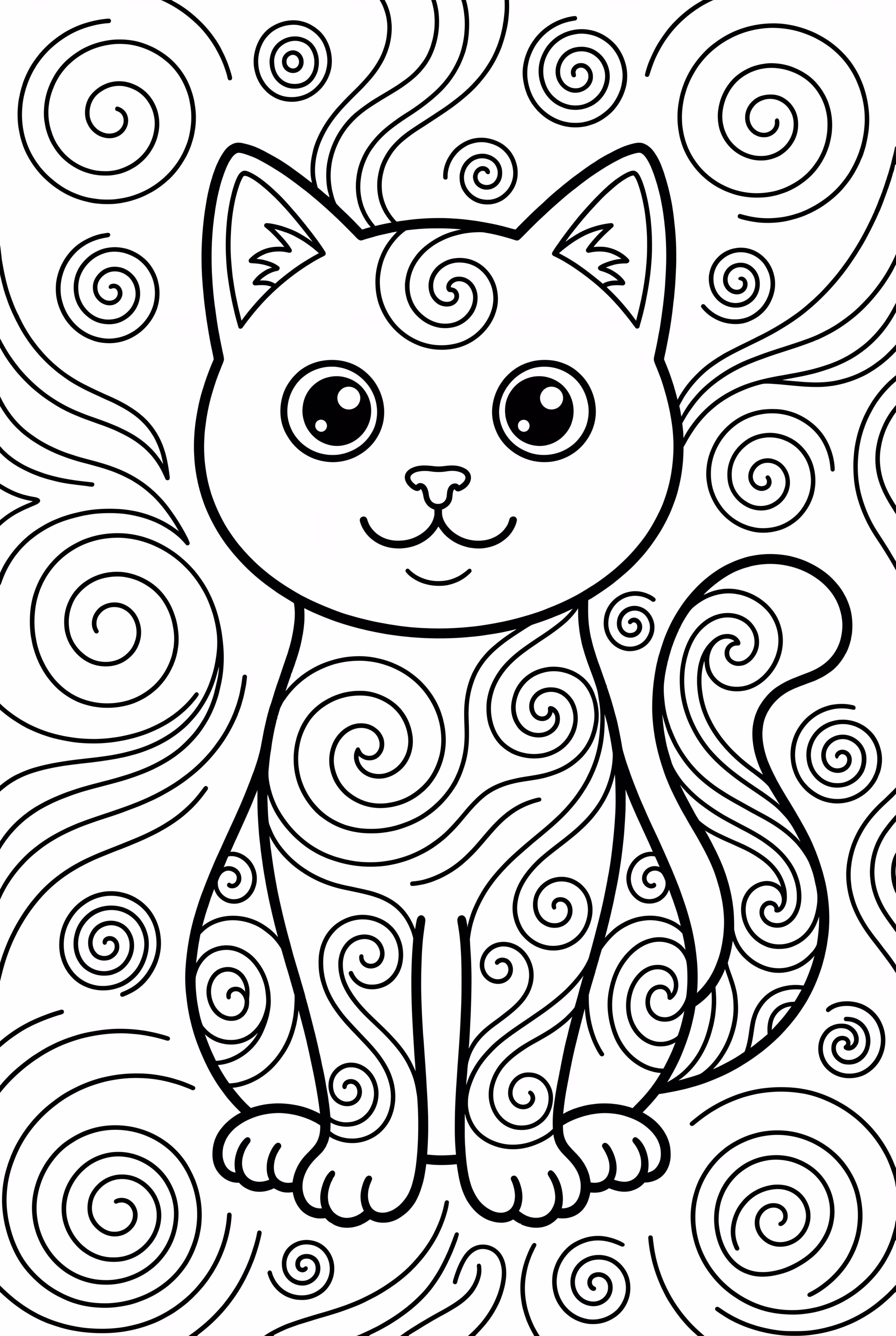 A Trippy Cat With Swirling Fur