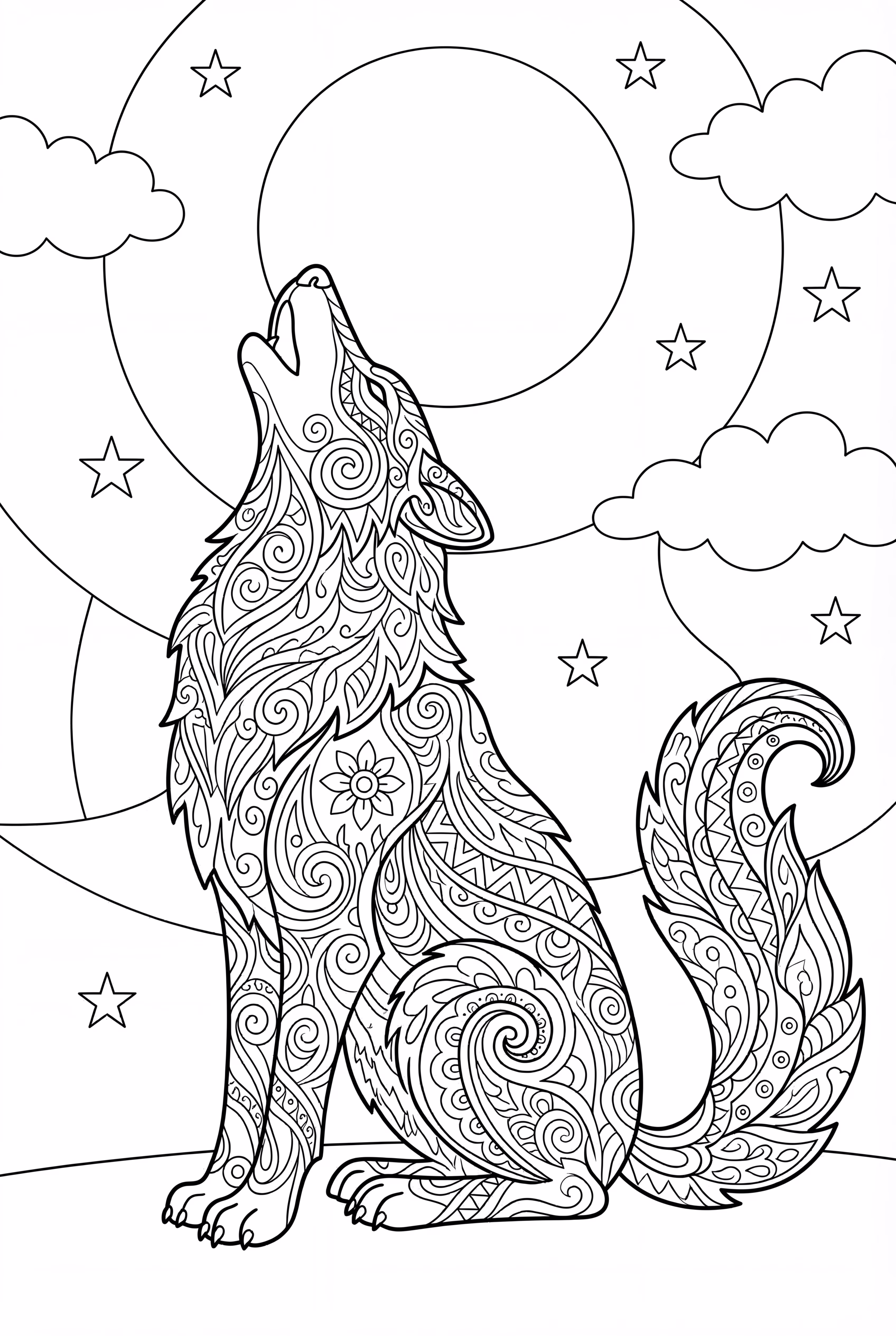 一只迷幻的狼在嚎叫