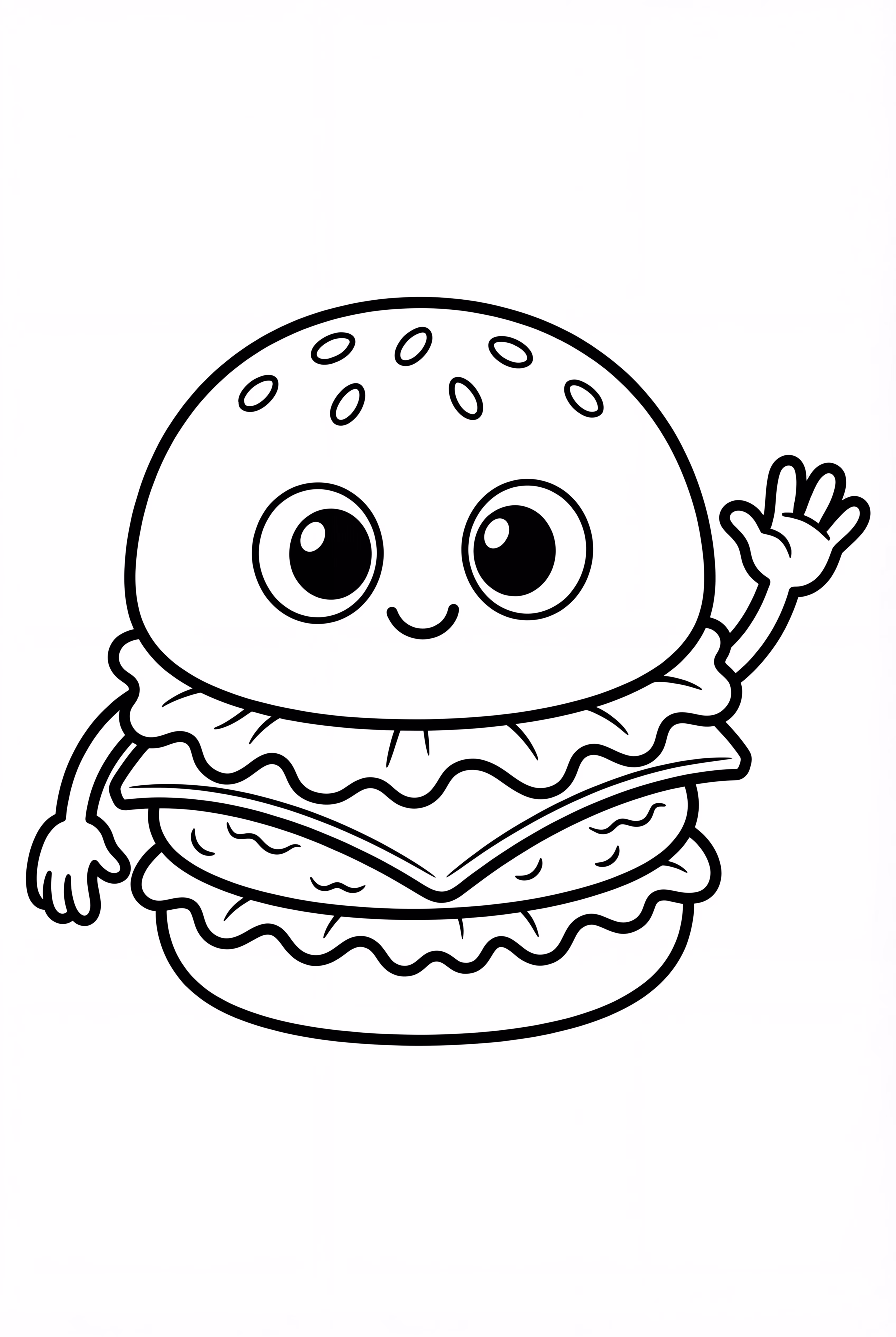 A Waving Hamburger Character
