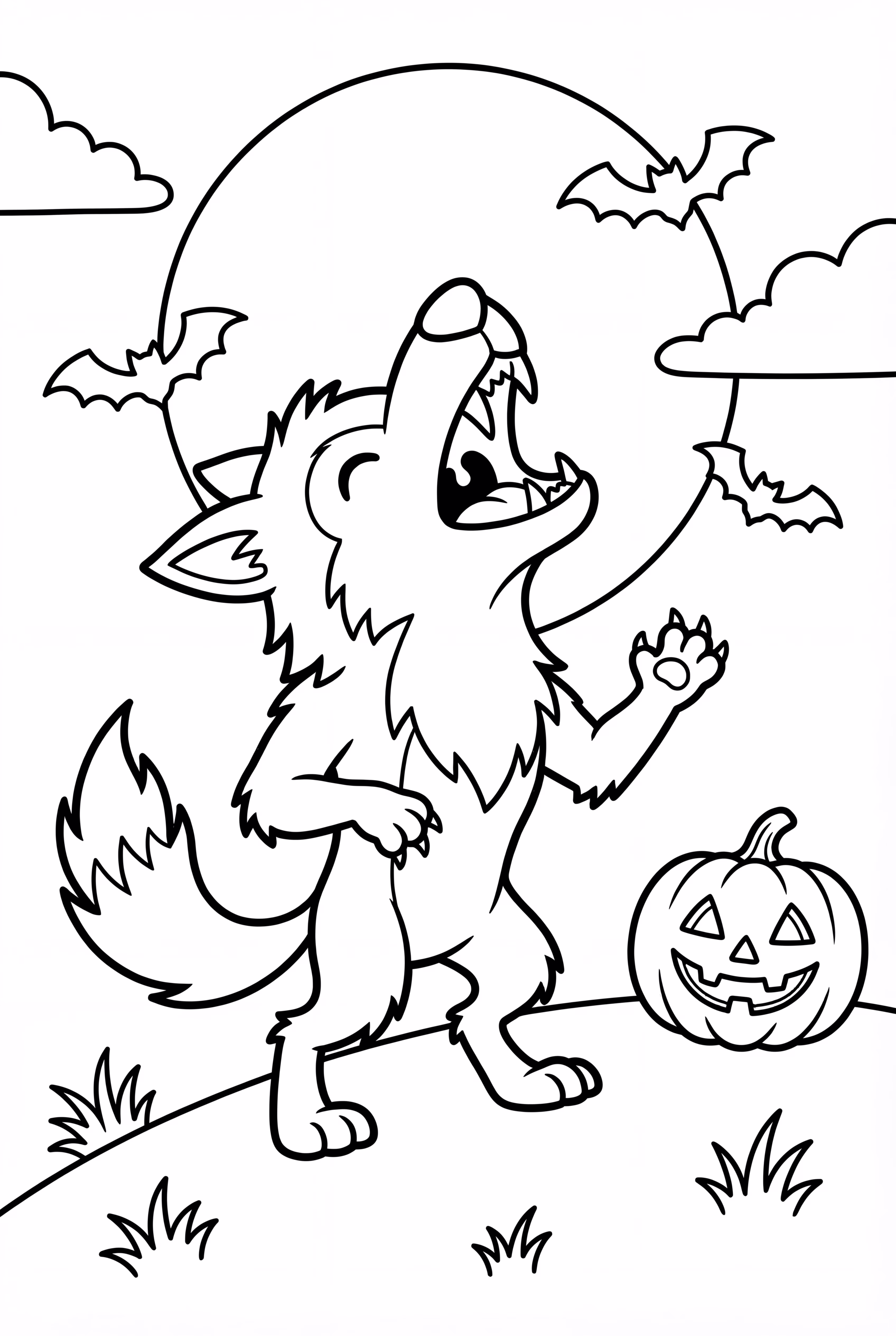 A Werewolf Howling at the Halloween 2025 Moon