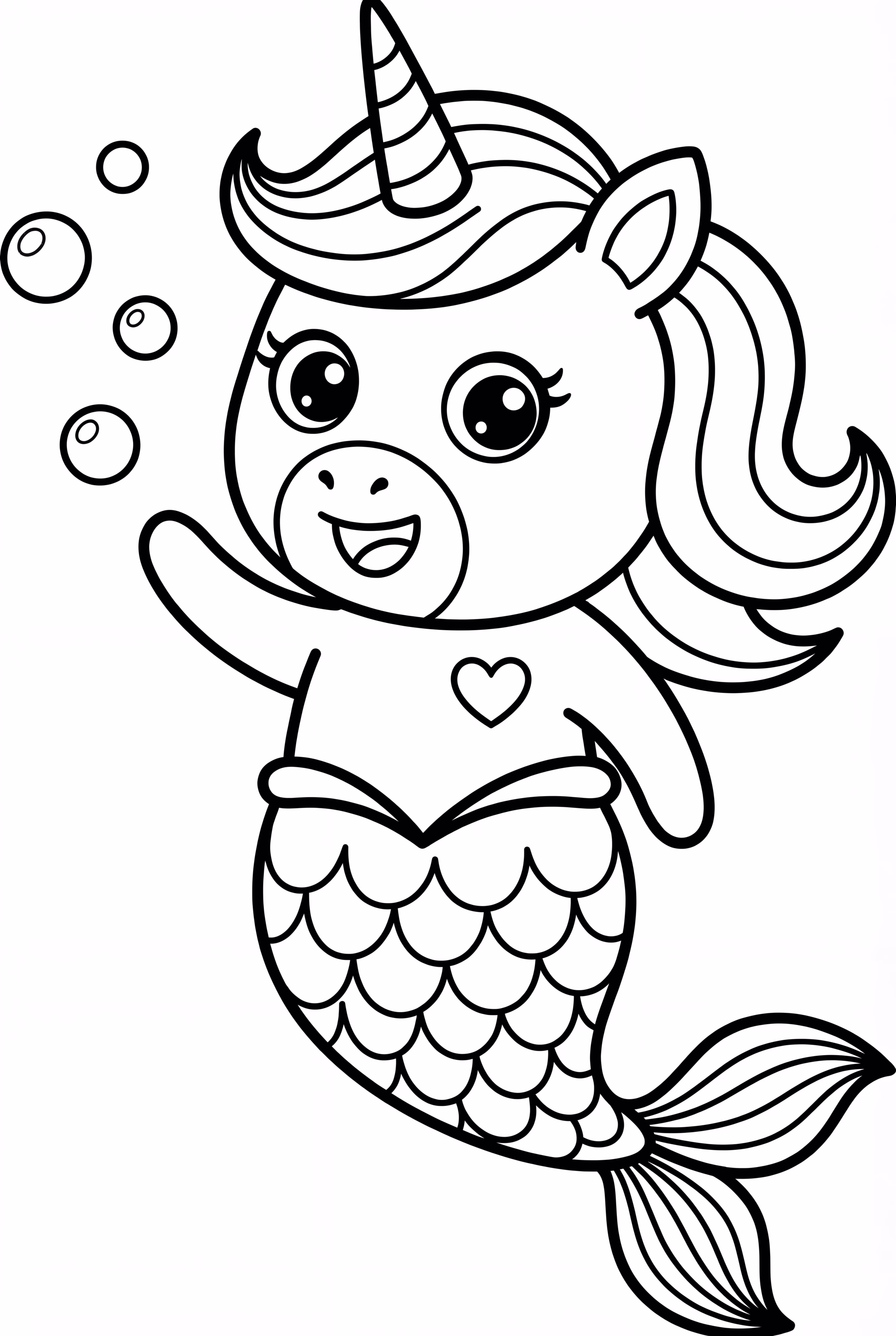 Adorable Mermaid Unicorn Blowing Bubbles