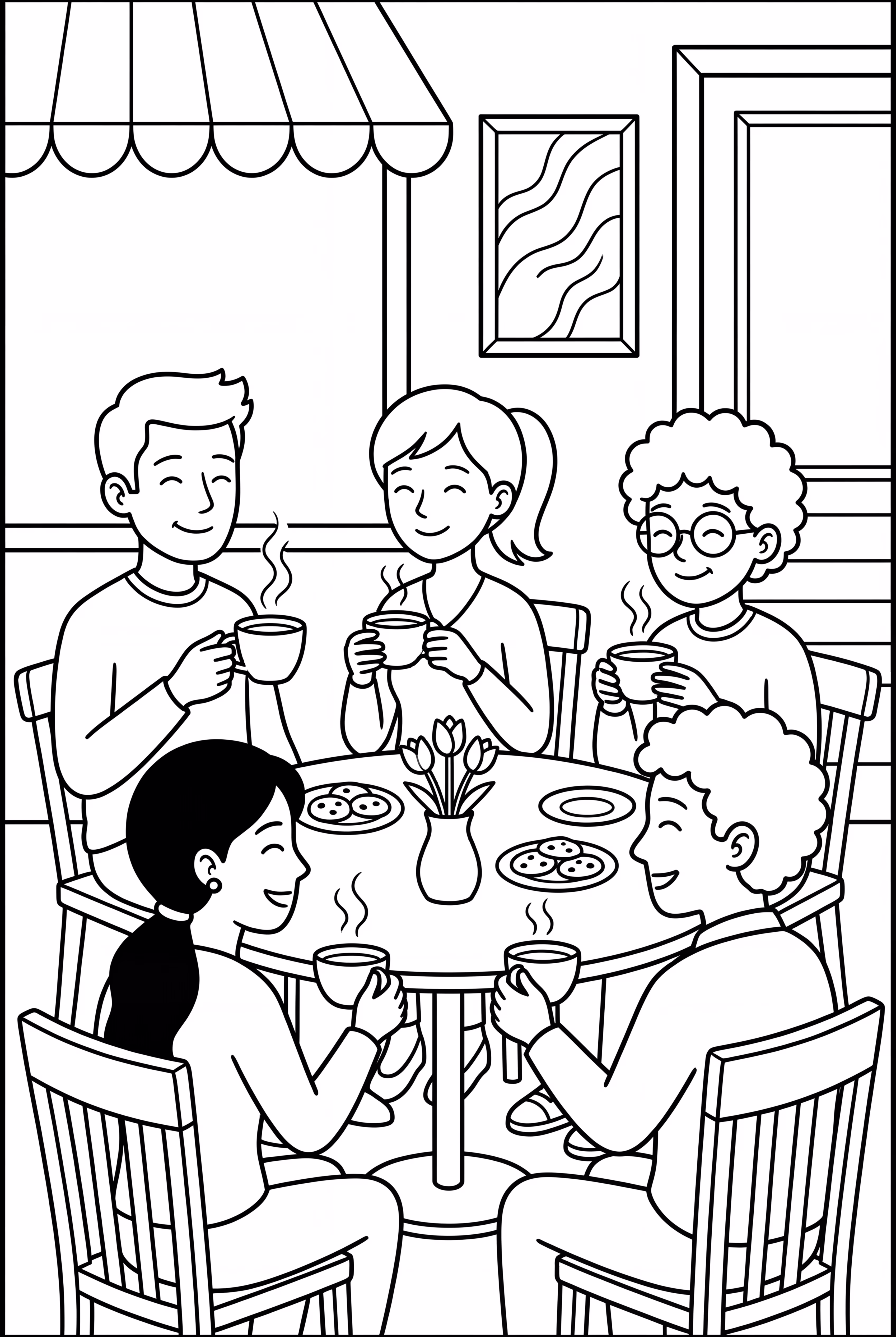 Adult Friends Drinking Coffee At Café