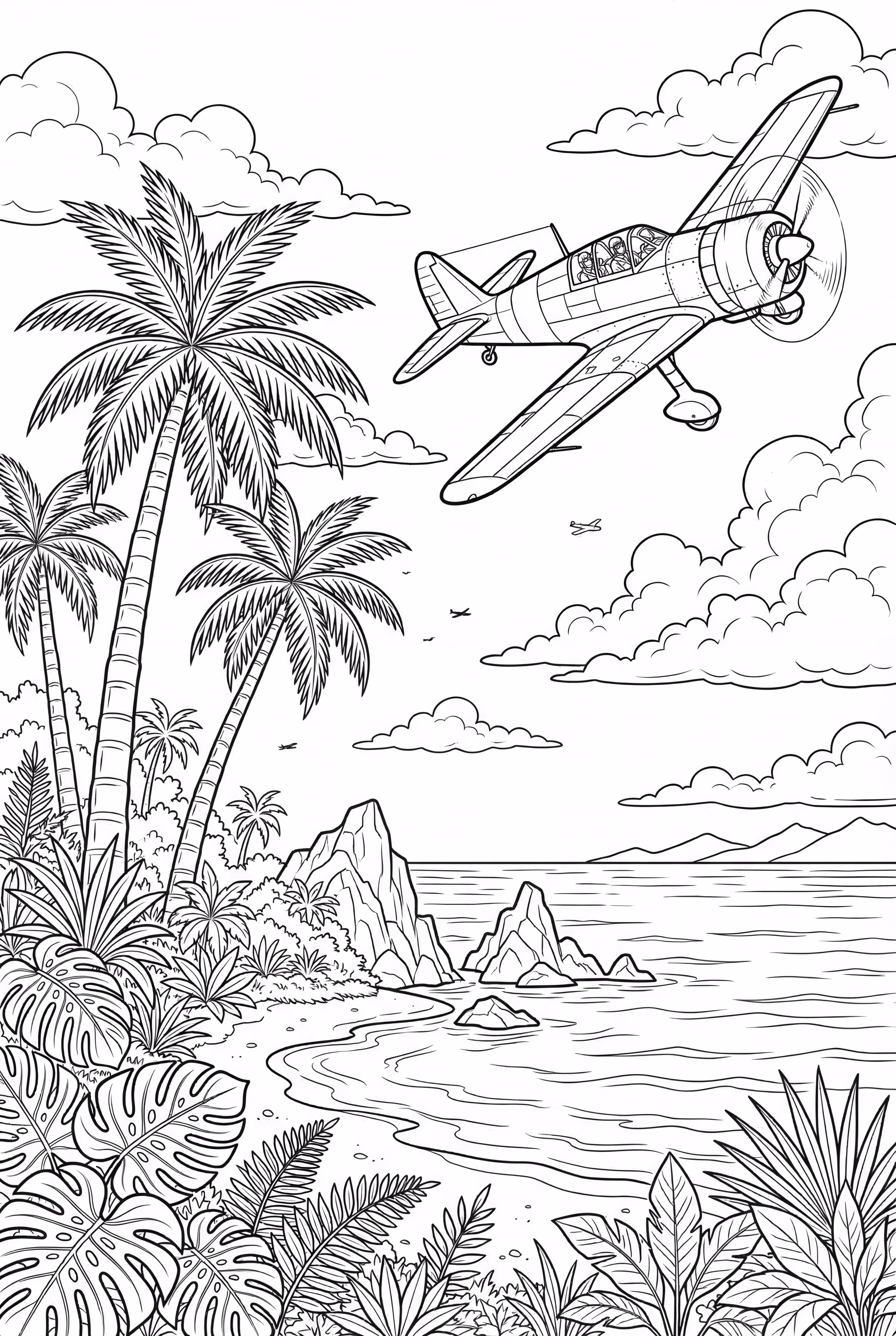 飞机飞越热带岛屿-2