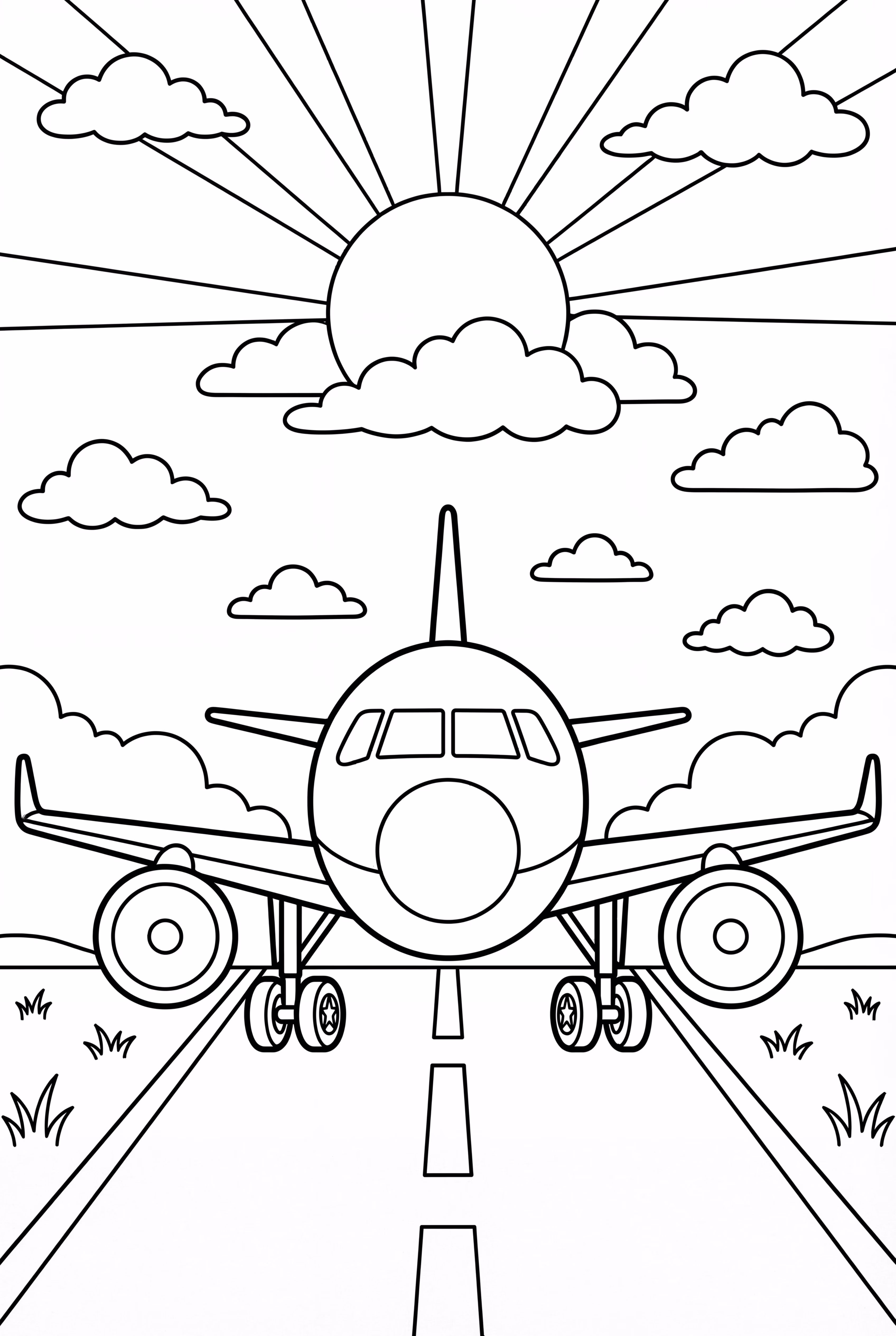 Airplane Landing at Sunset