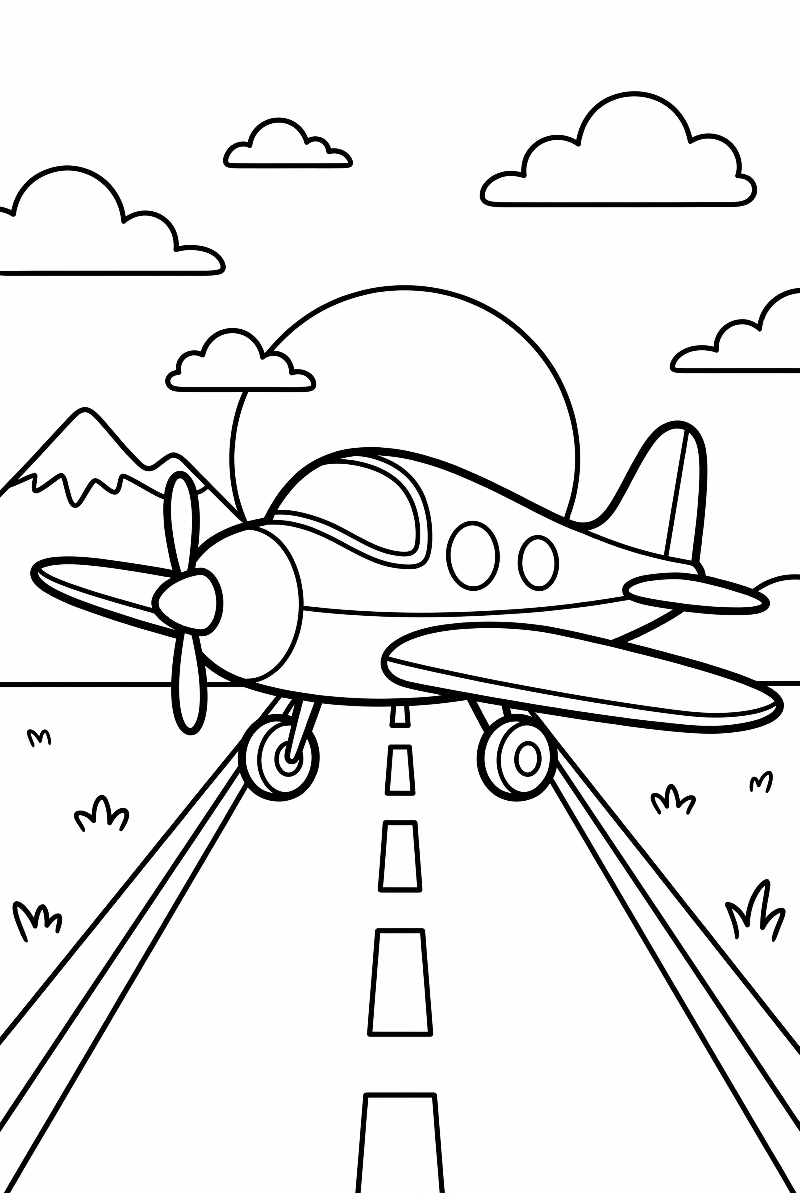 Airplane Landing at Sunset