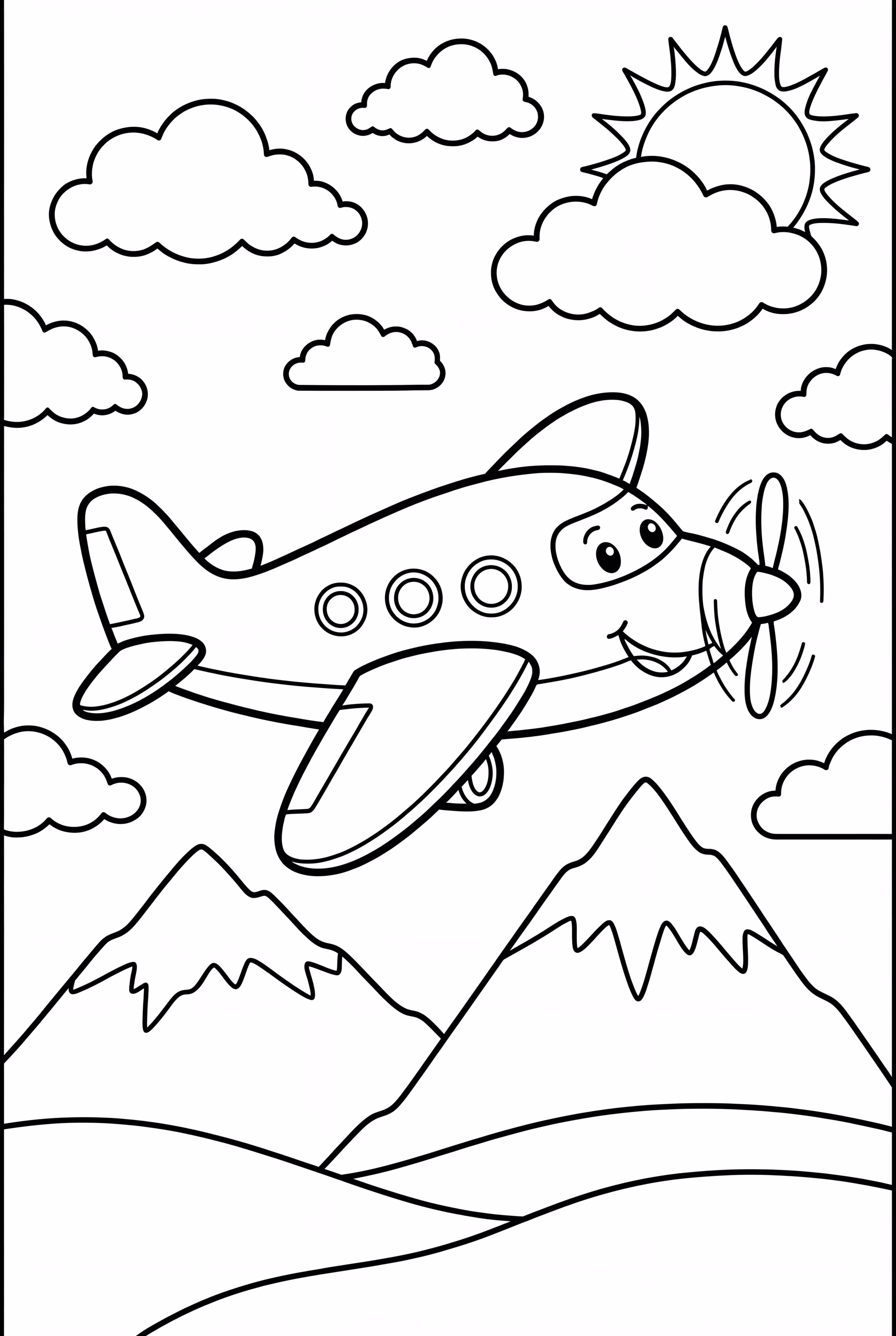 Flugzeug mit Bergen im Hintergrund