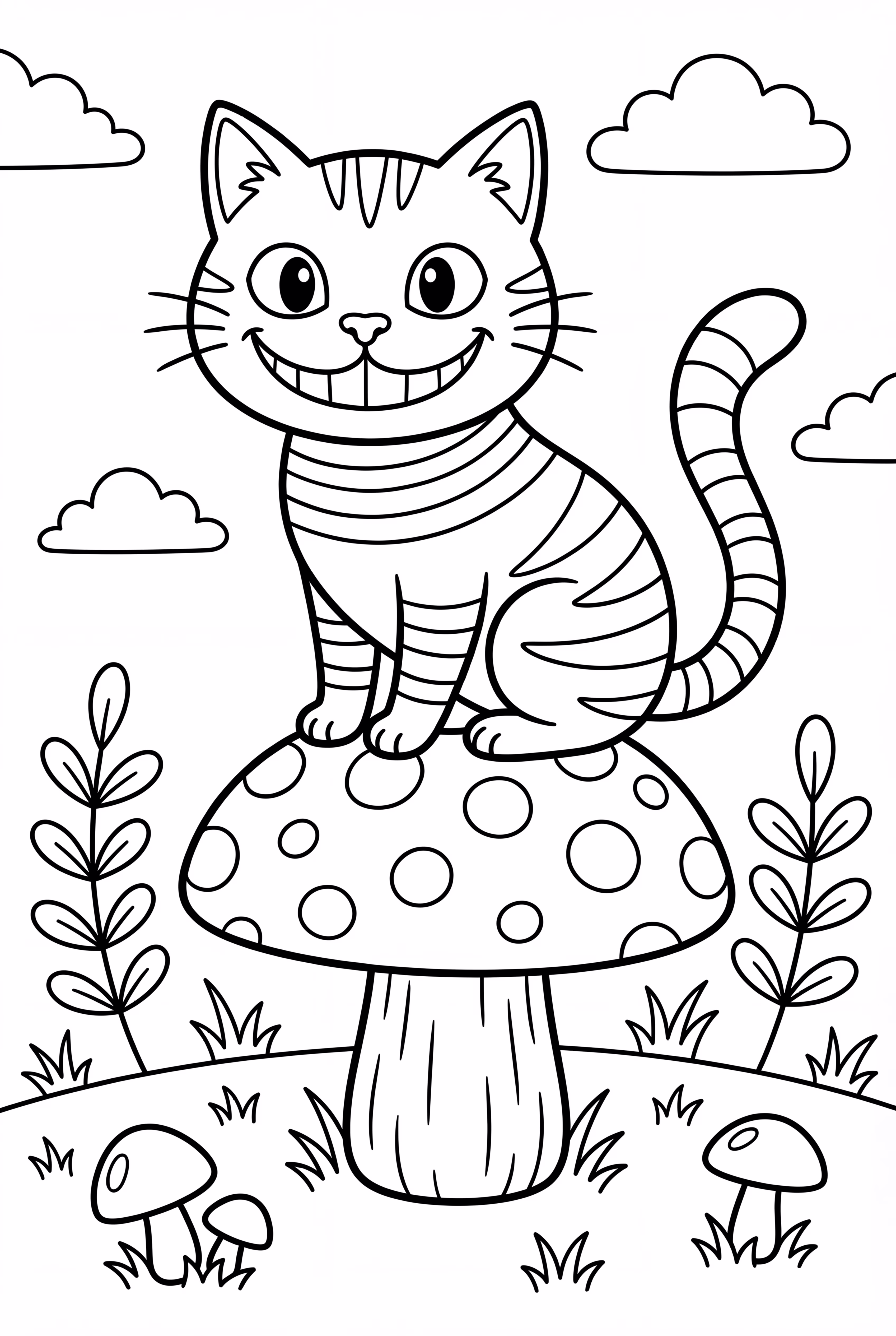 Alice In Wonderland Cat On Mushroom