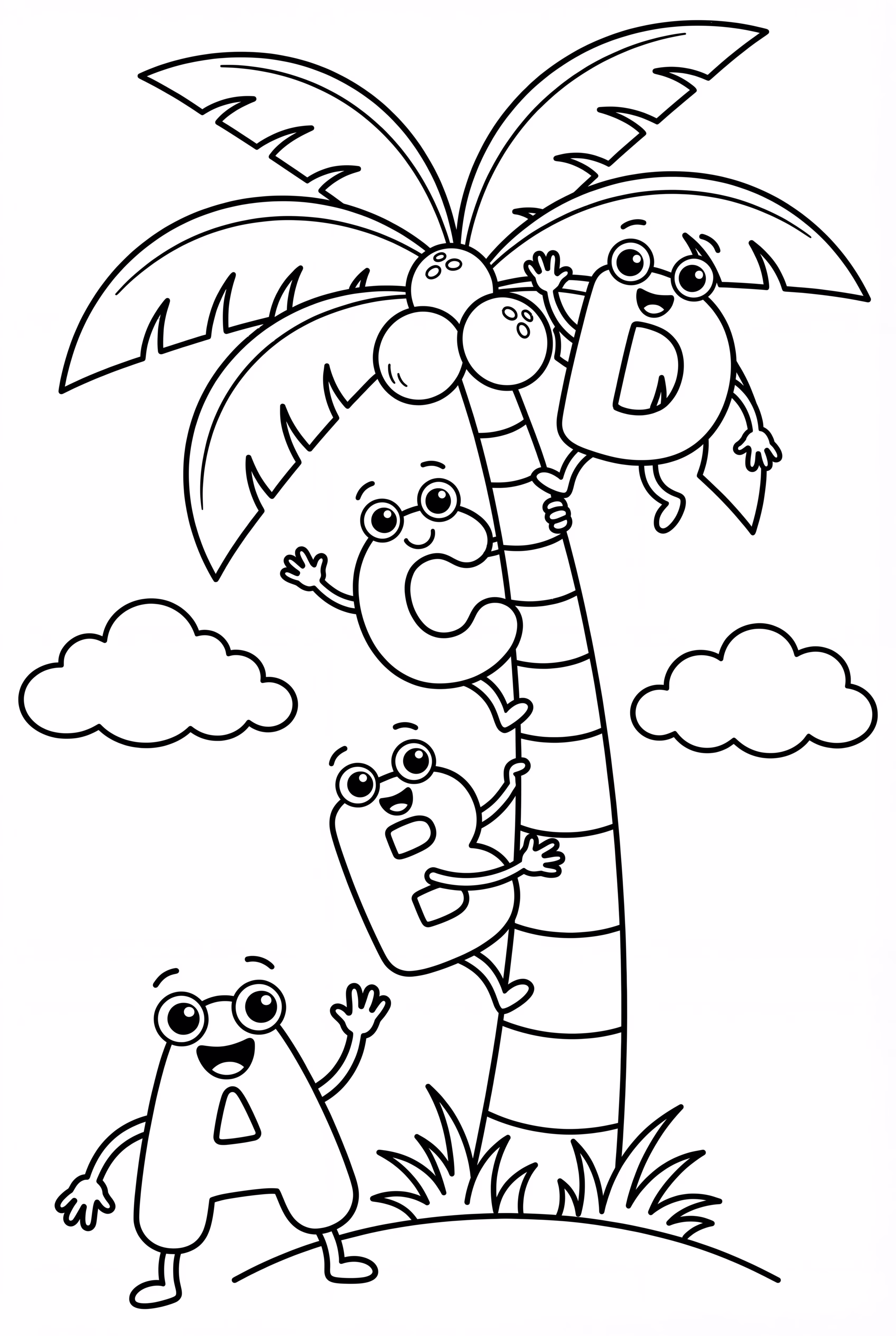 Alphabet Letters Climbing A Coconut Tree
