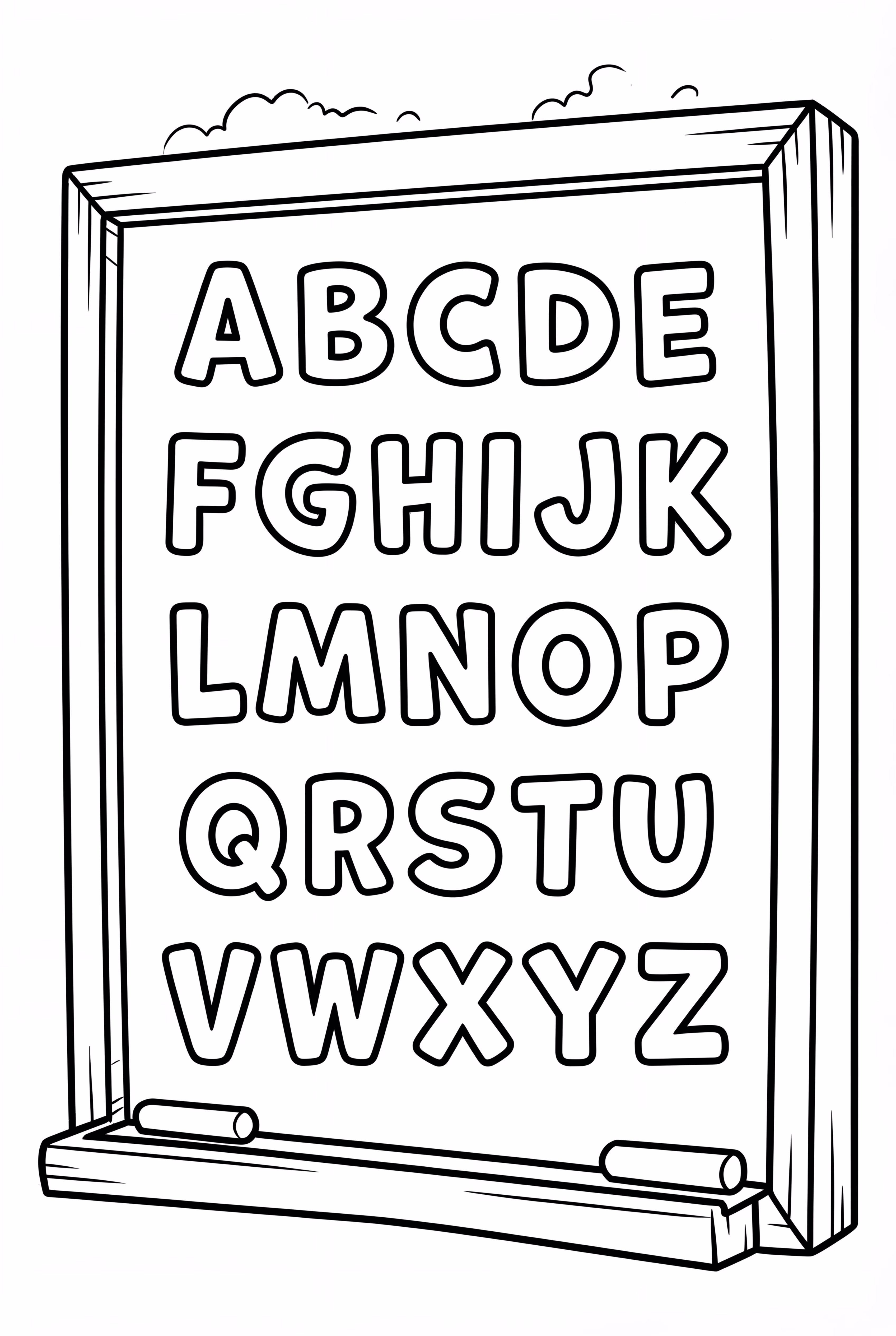 Alphabet Letters On A Classroom Chalkboard