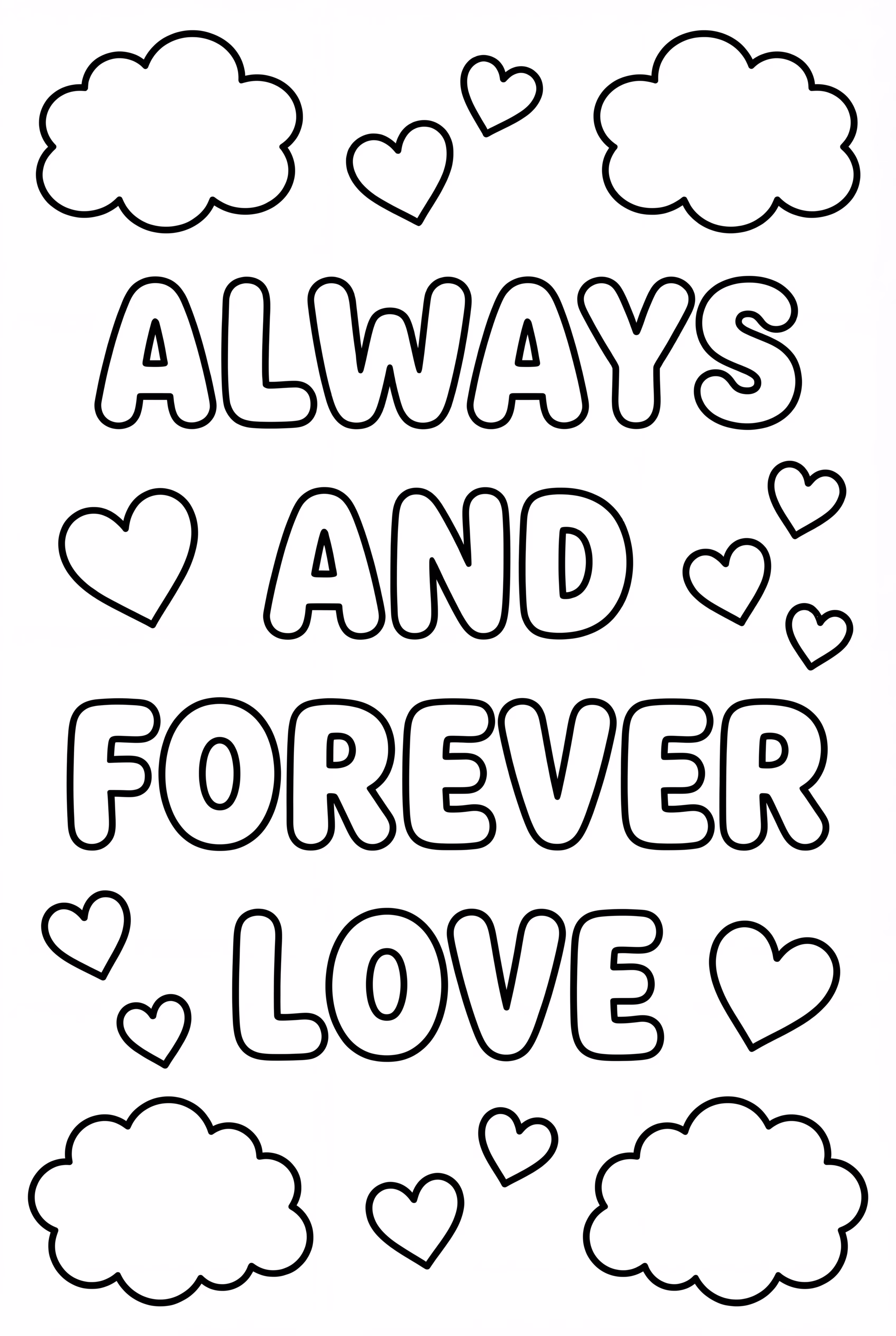 Frase de amor siempre y para siempre en las nubes