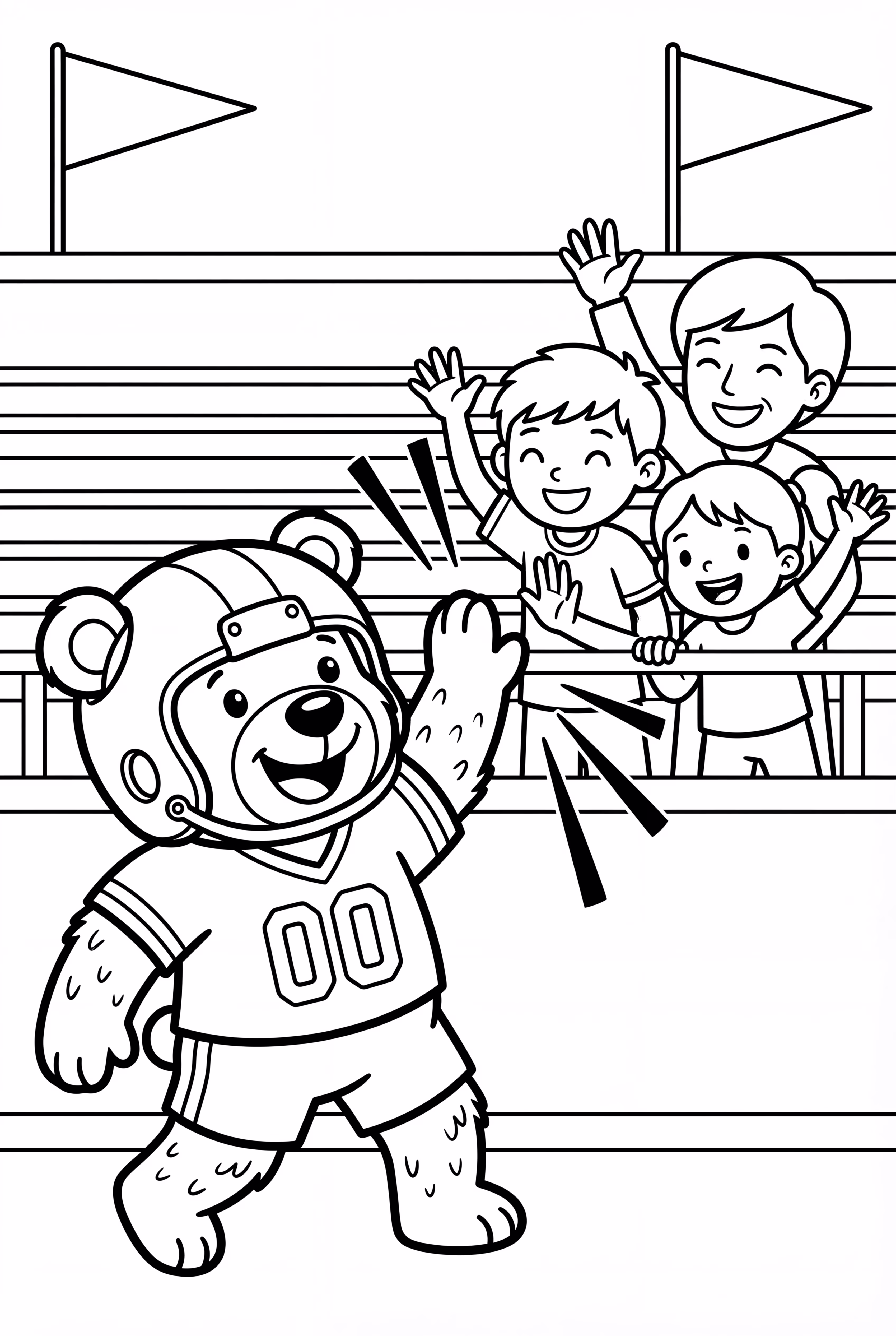 Mascote de Futebol Americano Trocando Saudações com os Fãs