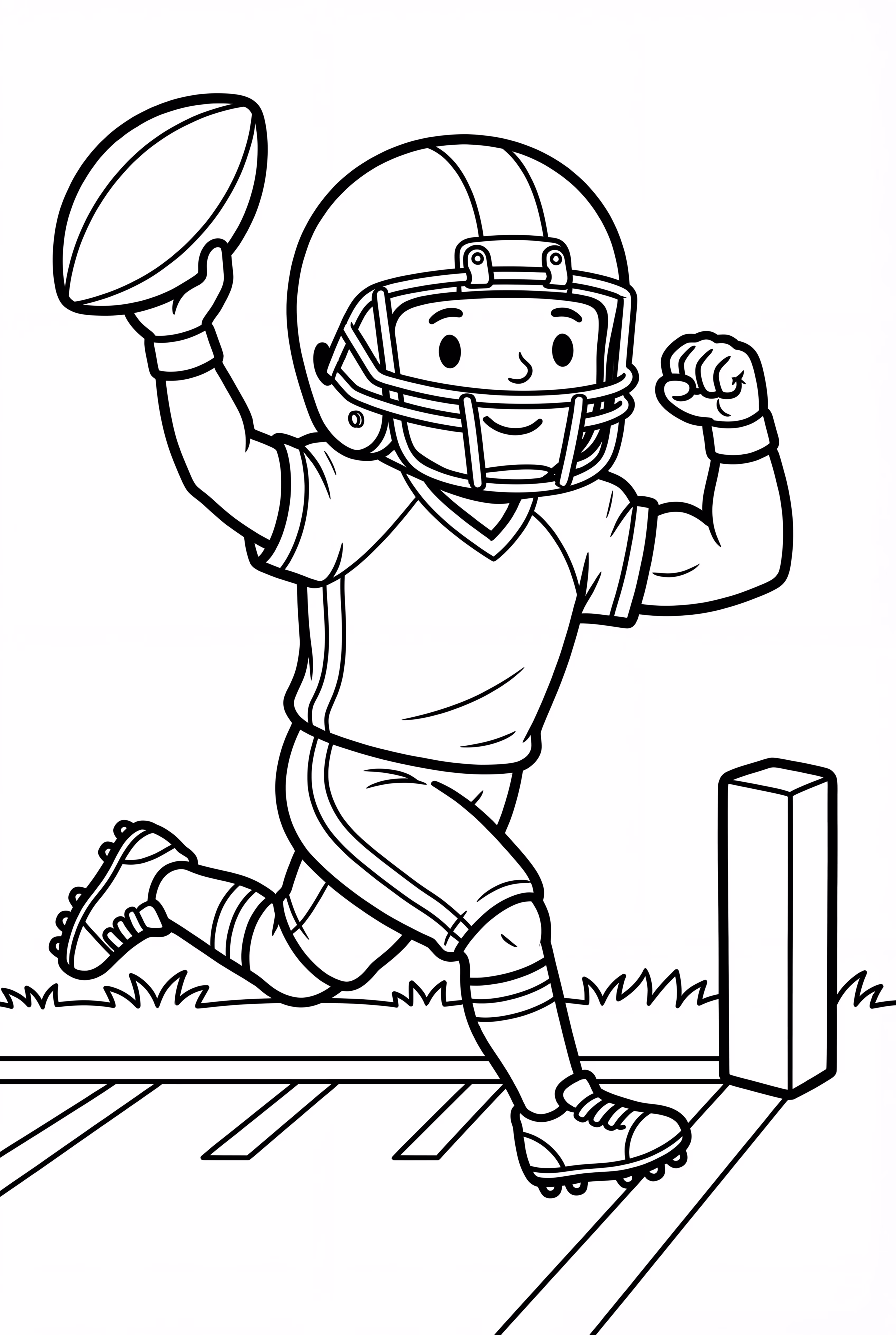 American Football Player In End Zone