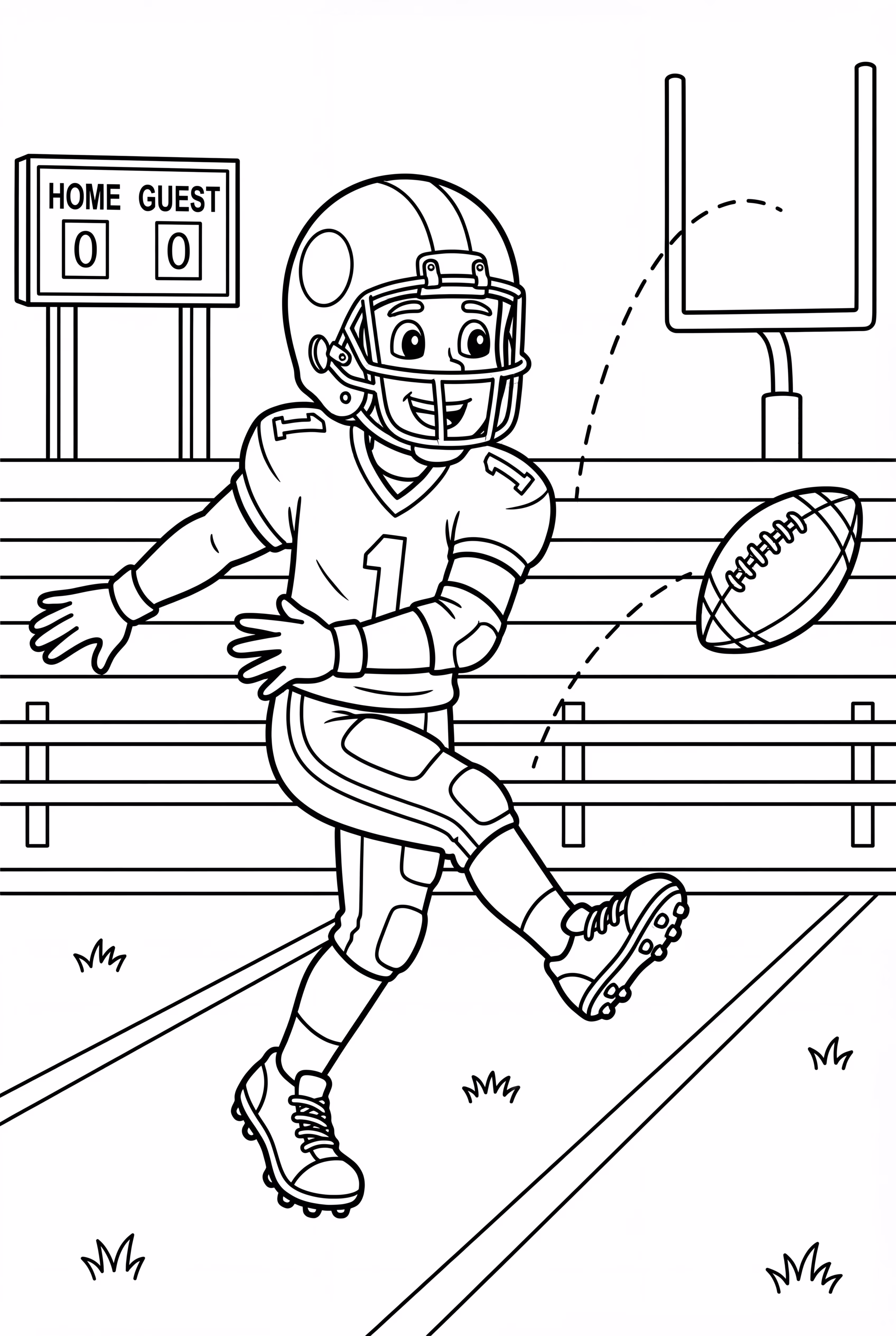 American Football Player Kicking Field Goal