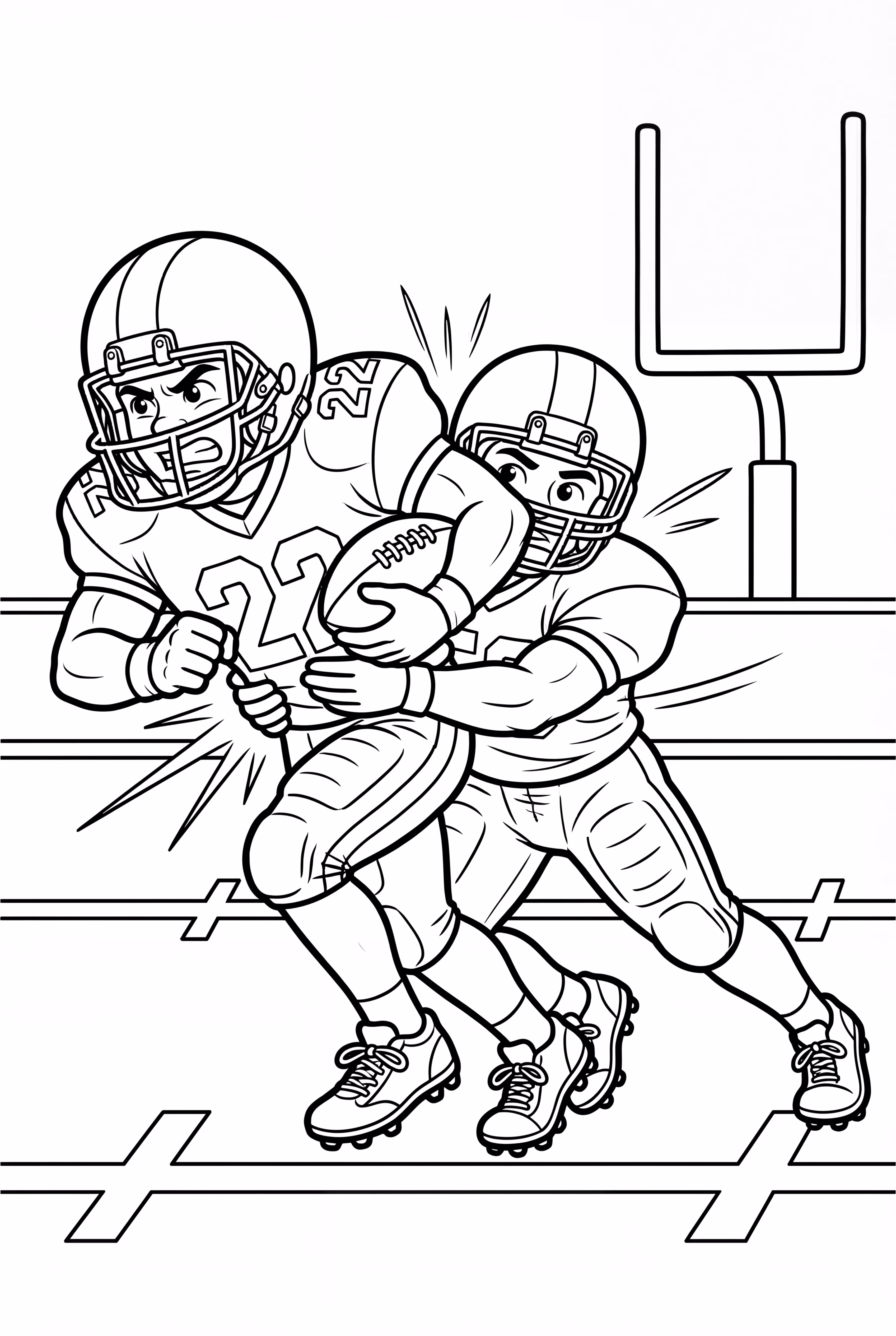 美式足球运动员擒抱对手