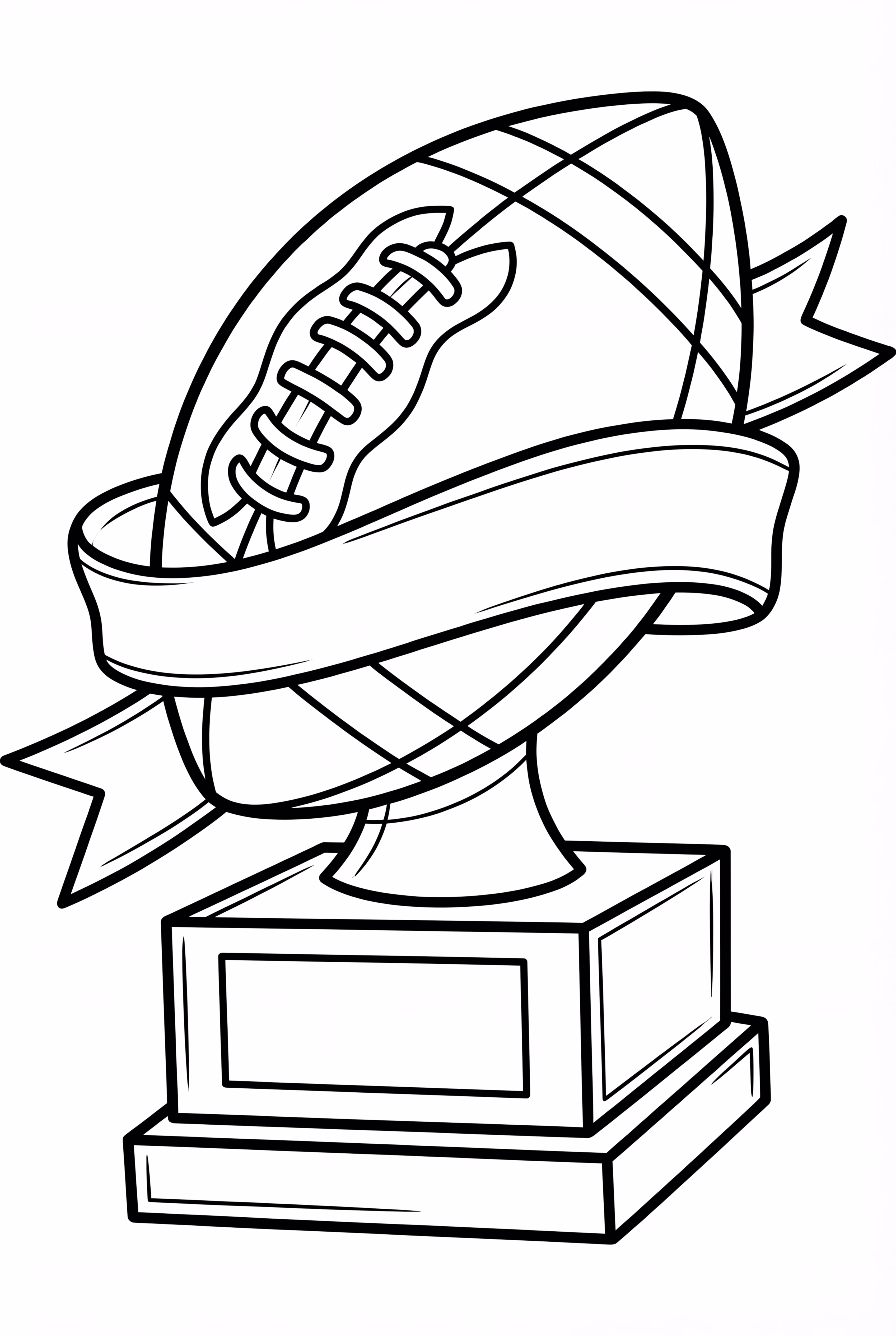 미식축구 트로피와 리본