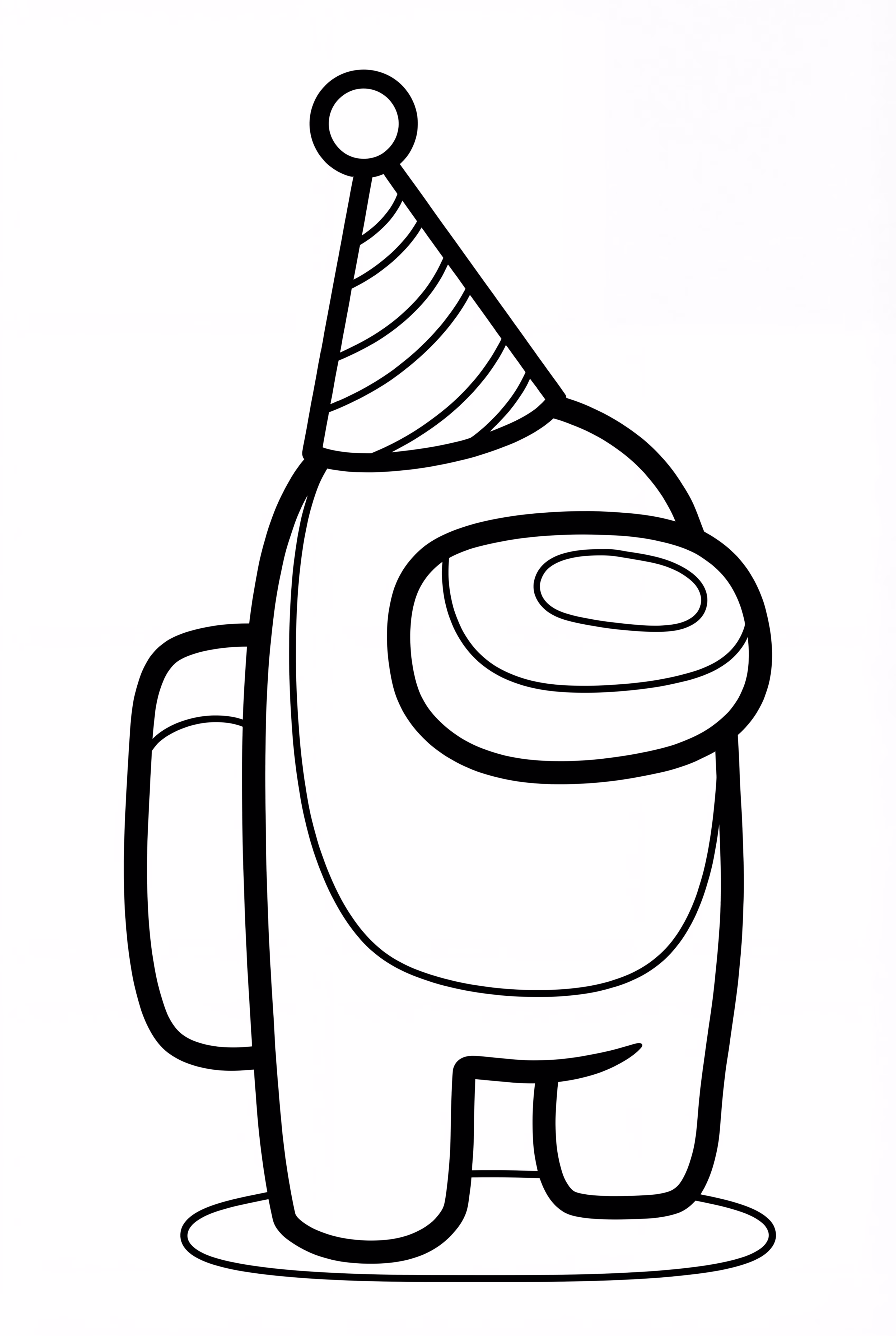 Personaje de Among Us con sombrero de fiesta