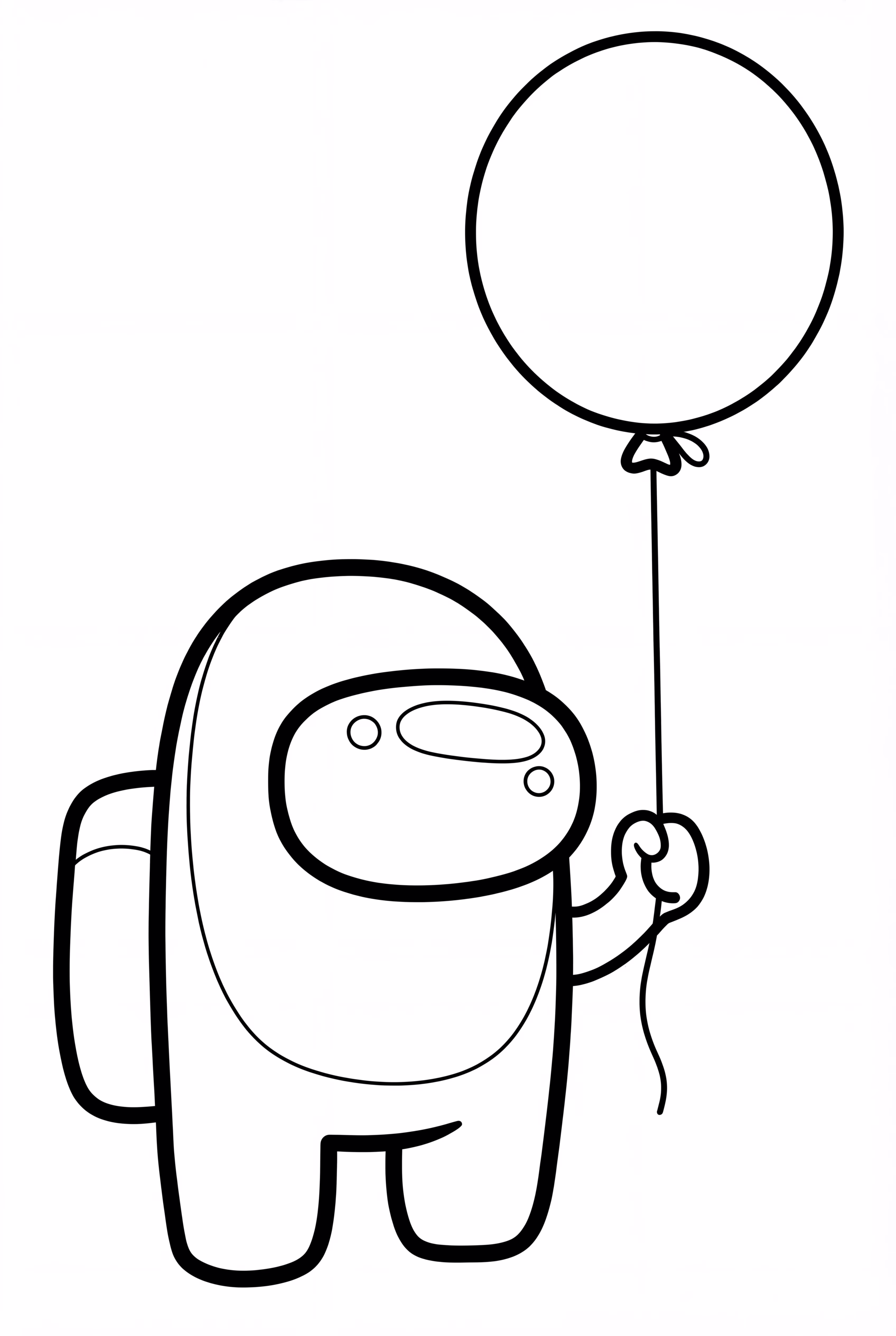 Personaje de Among Us con un globo