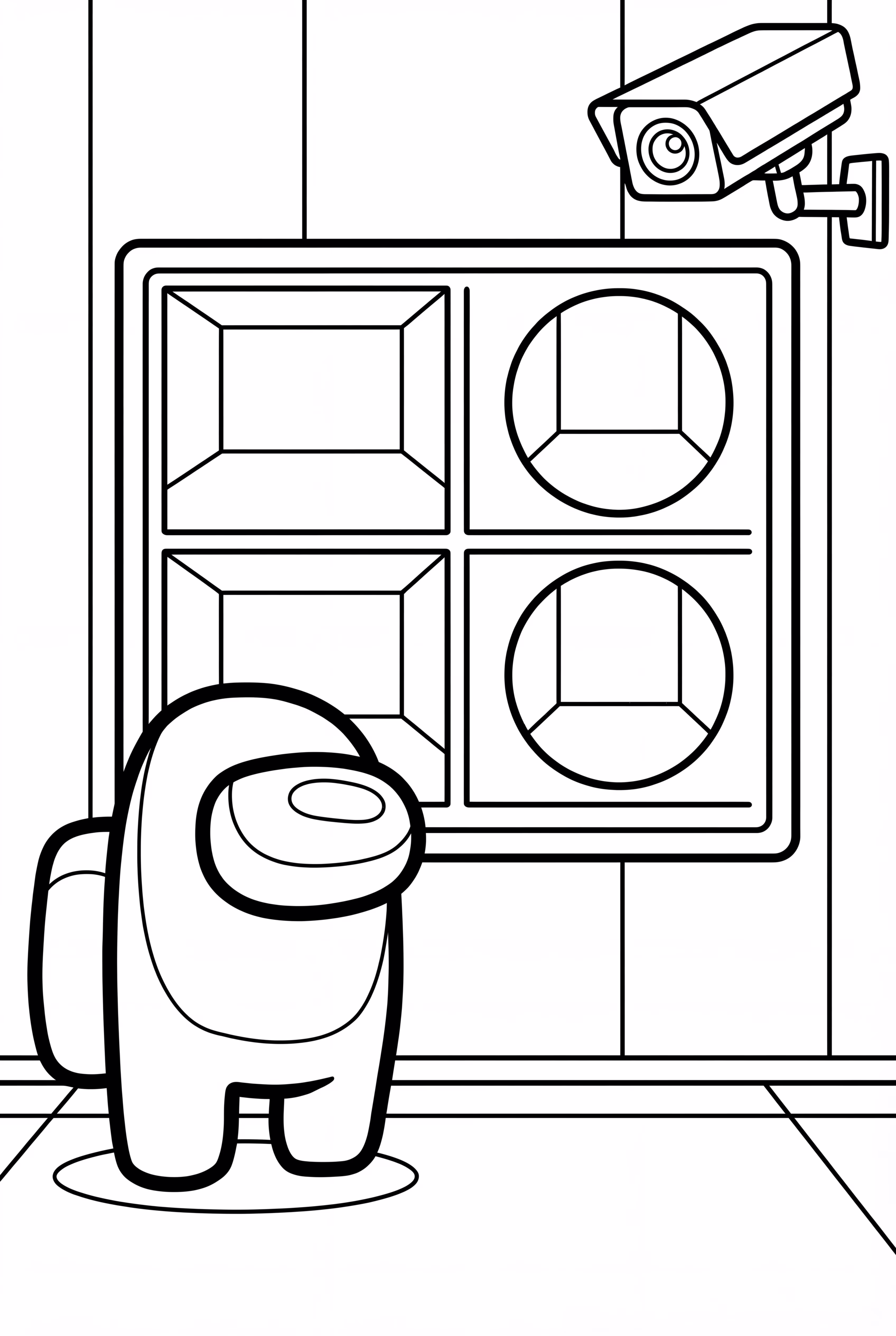 Among Us 船员盯着监控摄像头看