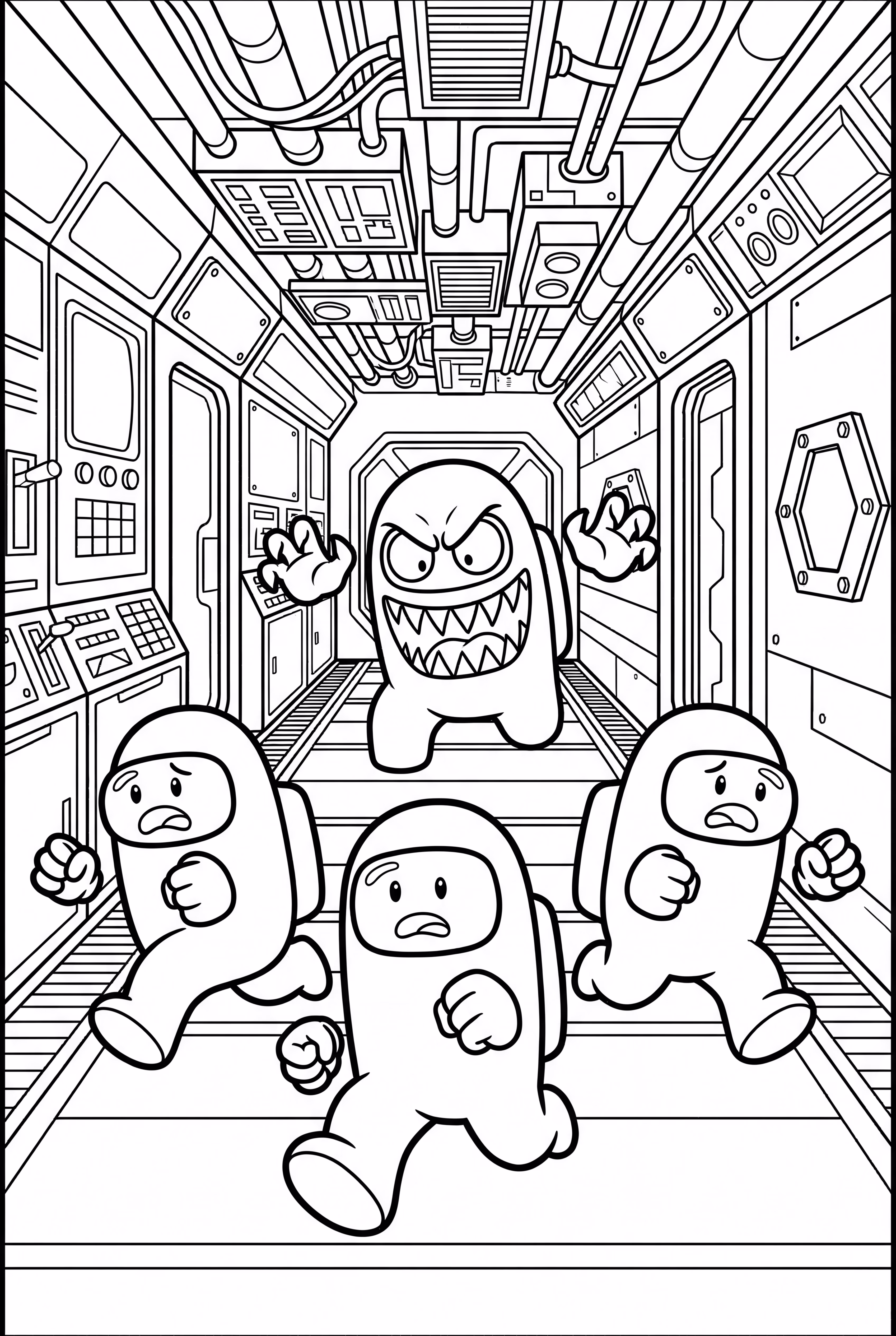 Tripulantes de Among Us huyendo de un impostor