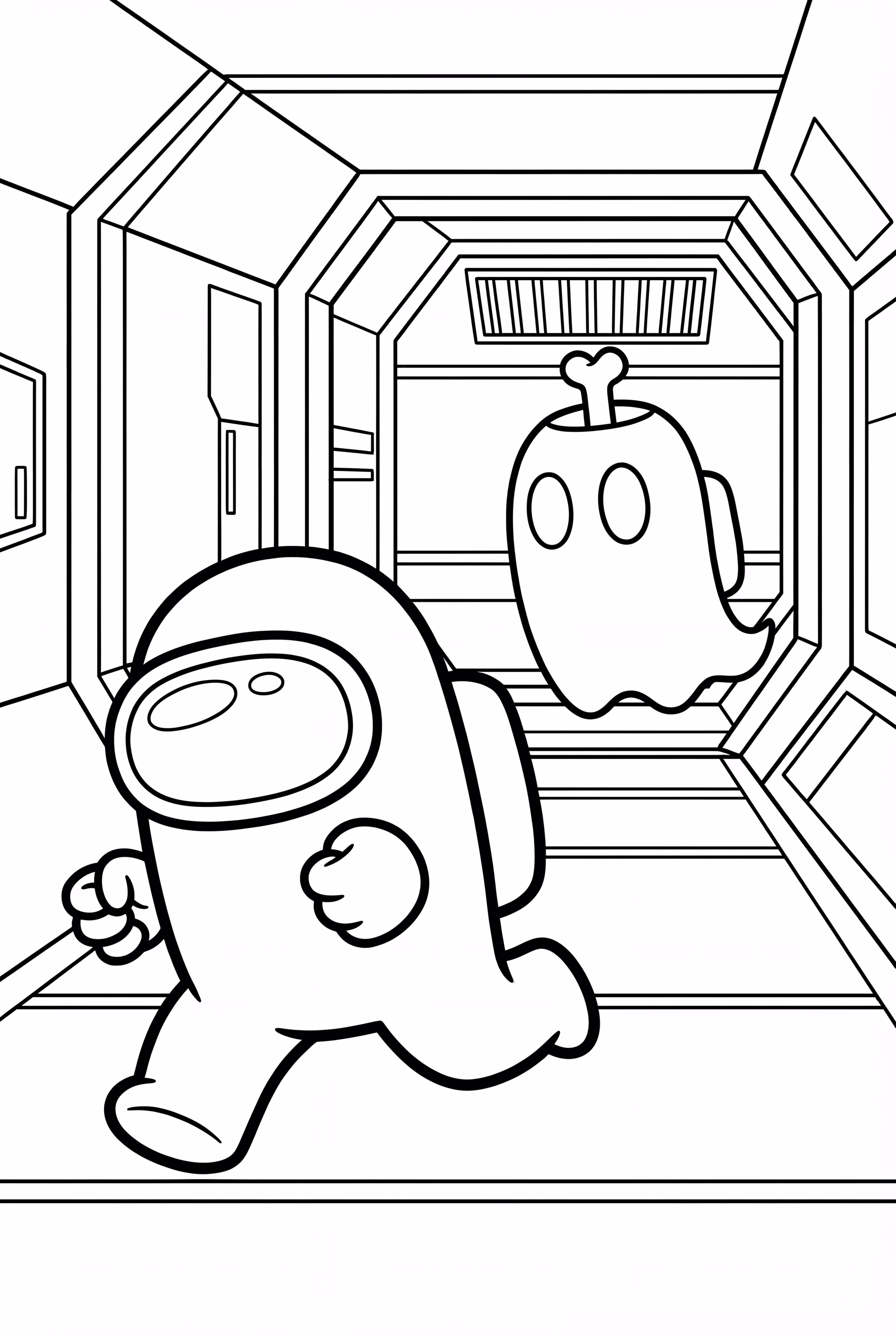 Fantasma de Among Us siguiendo a un tripulante