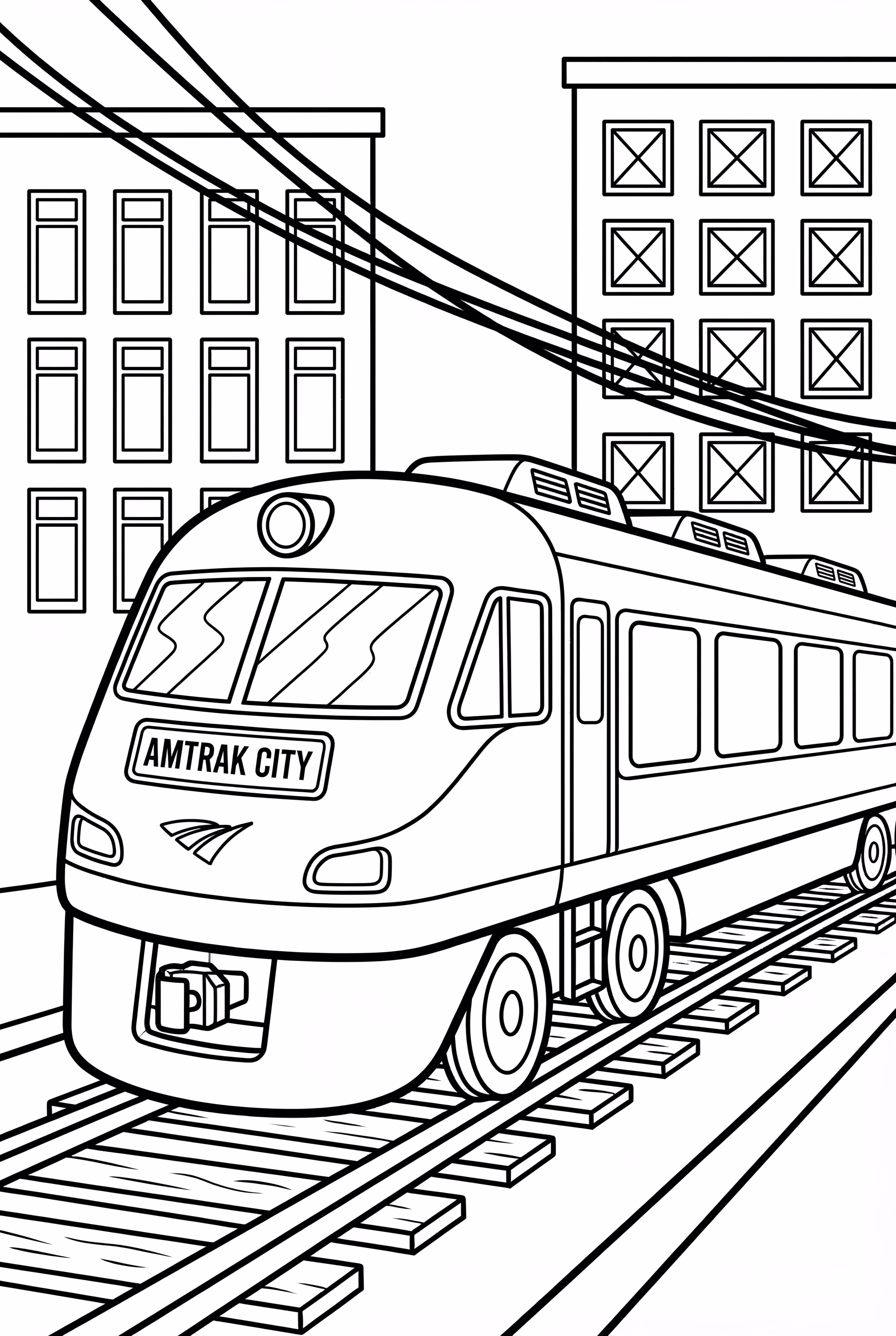 암트랙 기차가 도시를 지나가는 모습