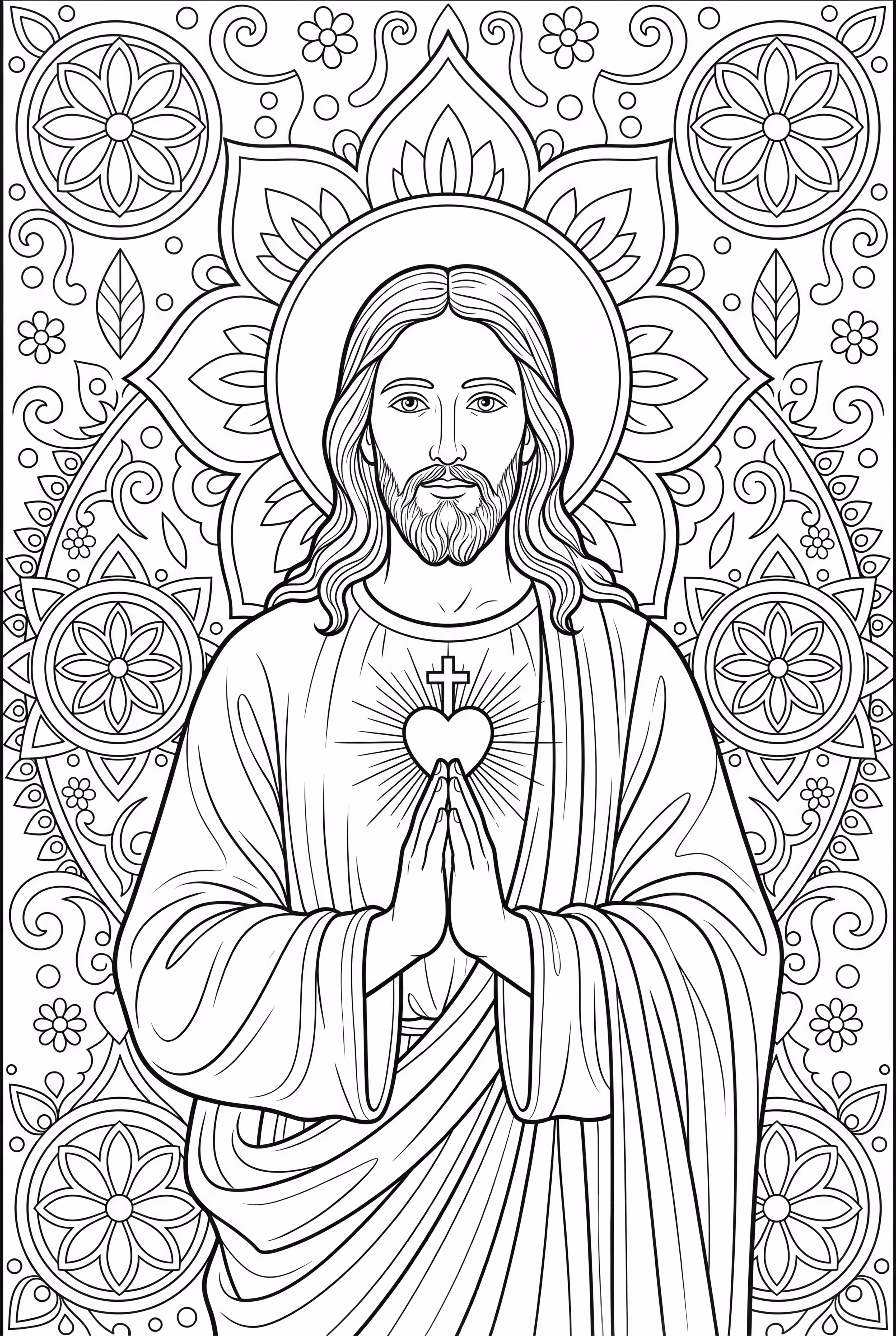 Un motif mandala adulte avec Jésus