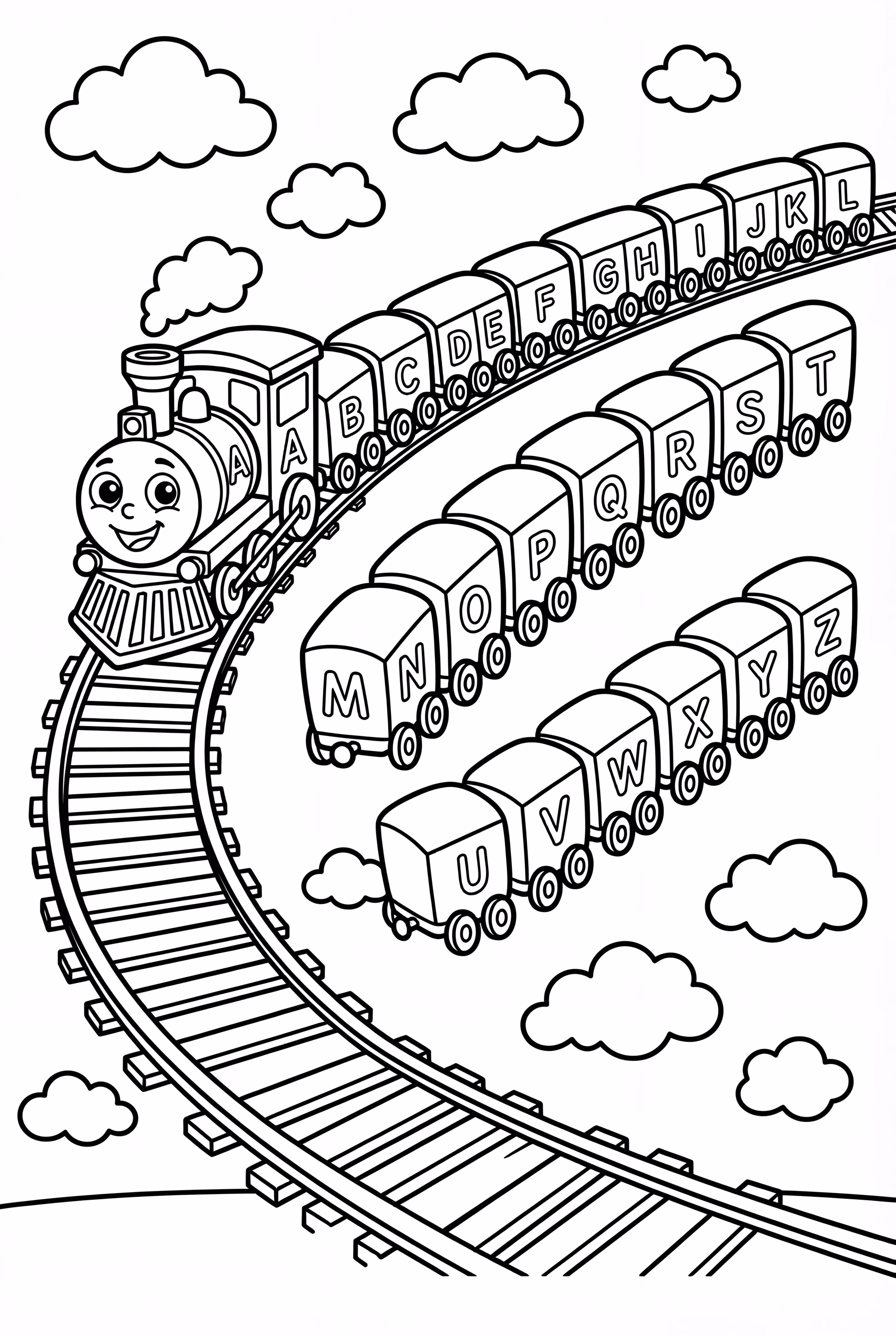 An Alphabet Train With Many Cars