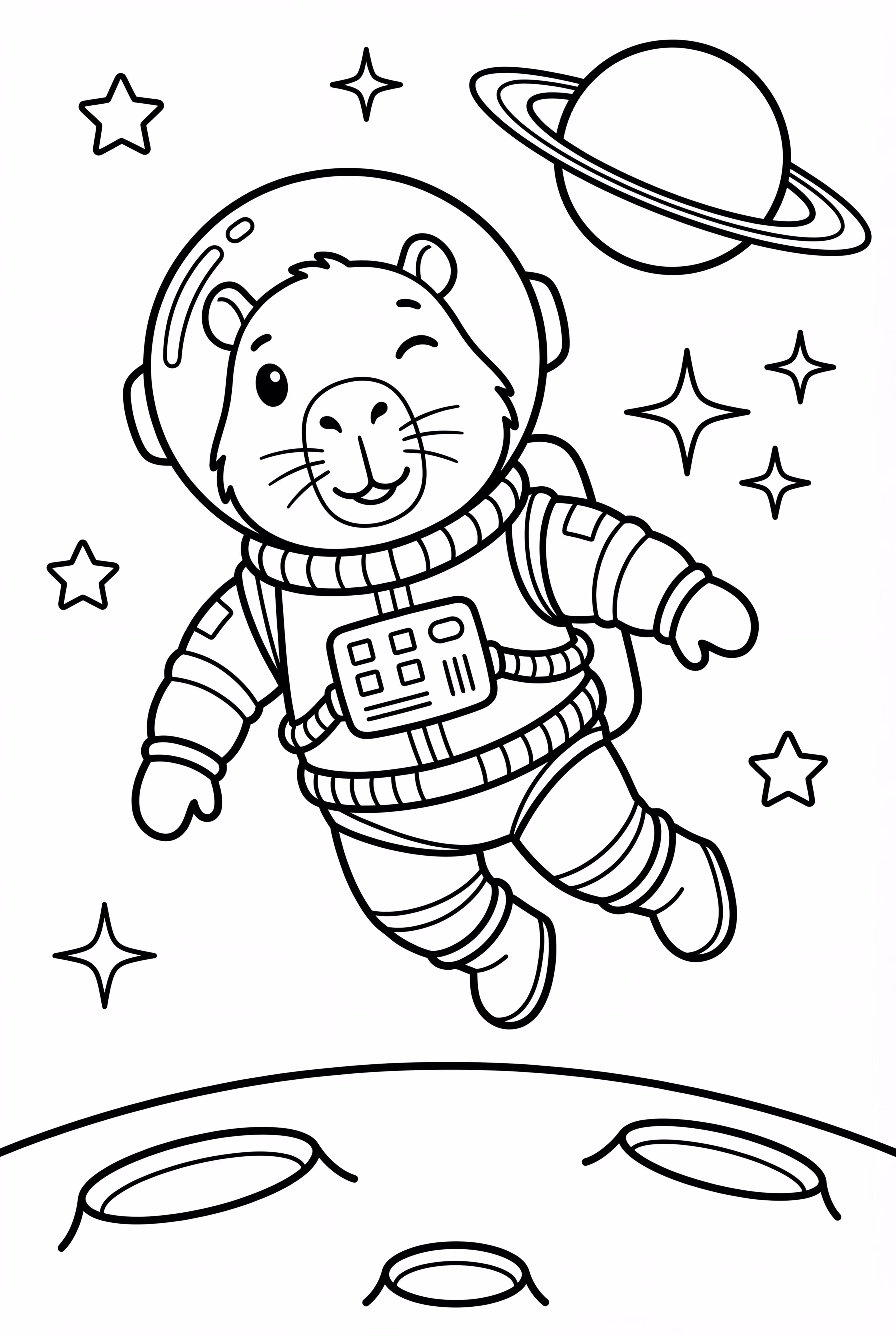 Ein astronautenfähiges Wasserschwein im Weltraum