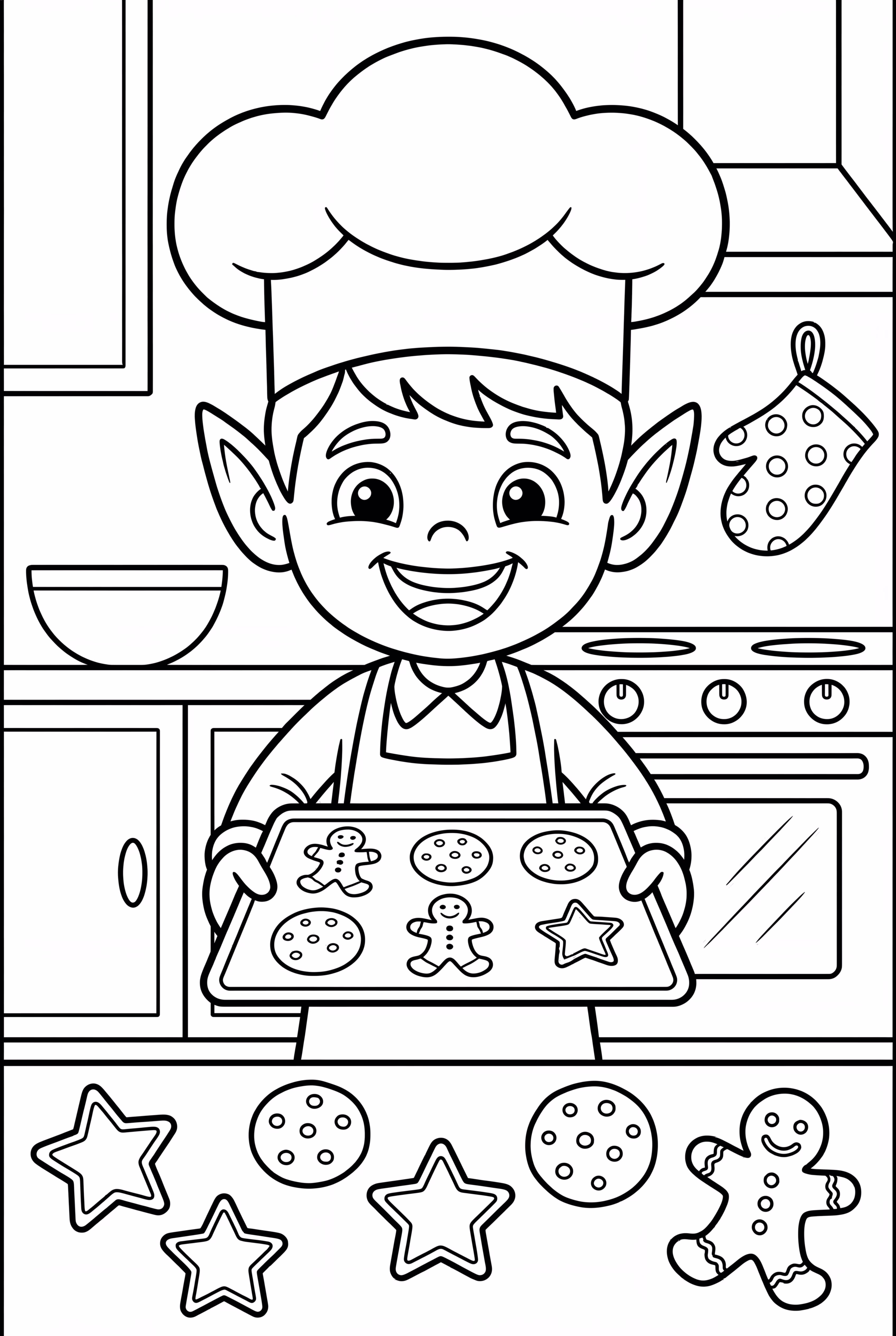 An Elf Chef Baking Cookies