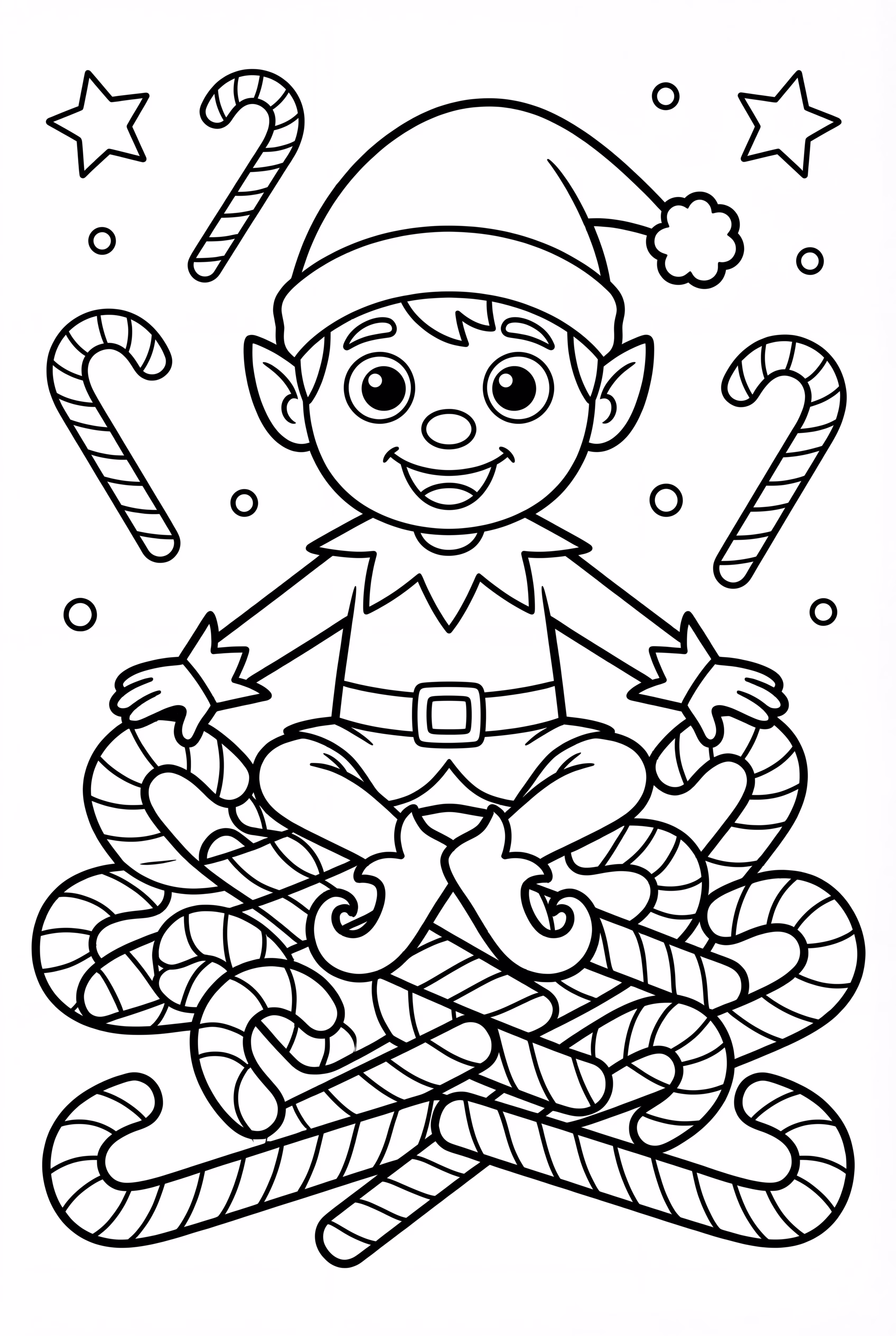 キャンディケーンの山に座っているエルフ