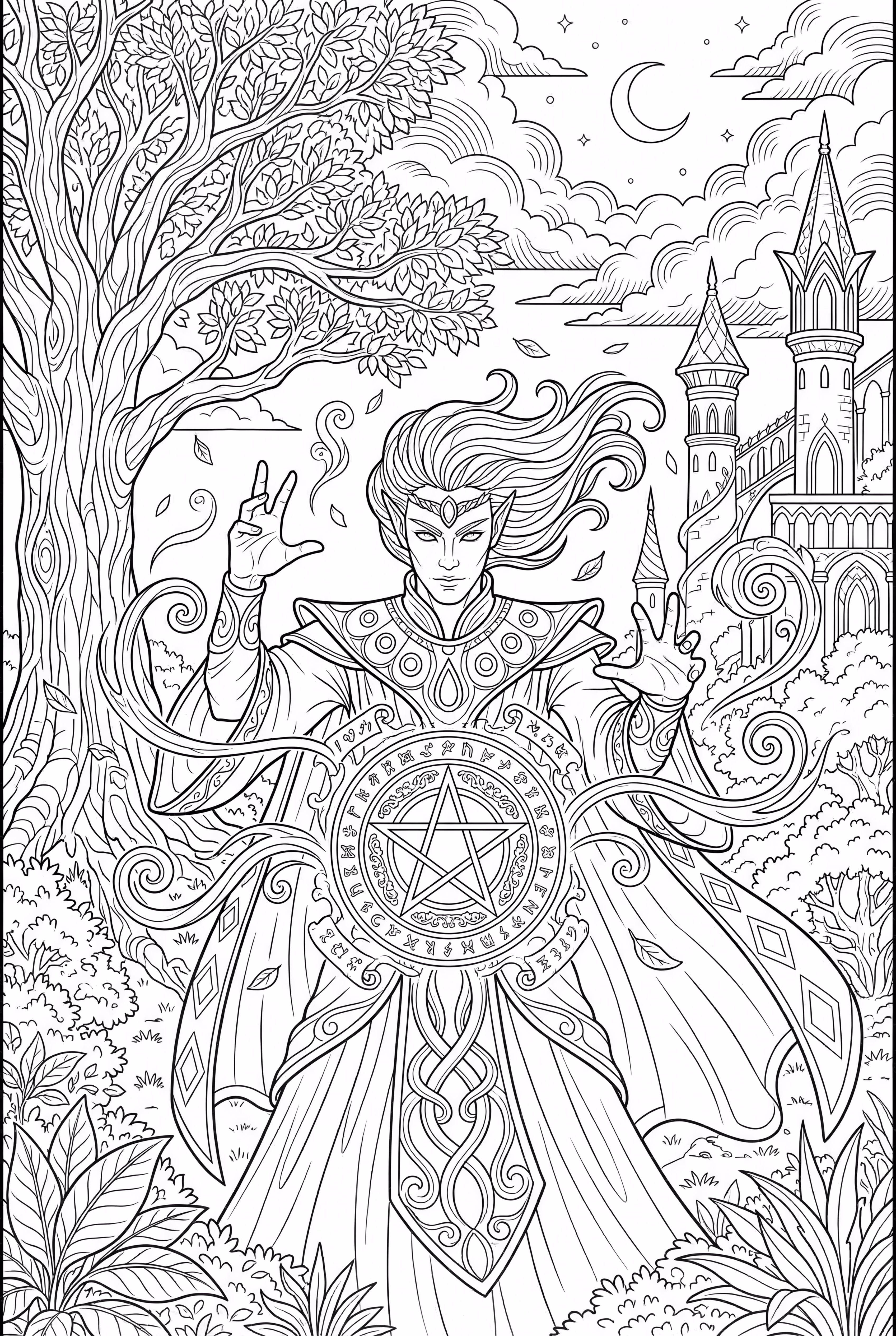 An Elf Sorcerer Casting a Complex Spell