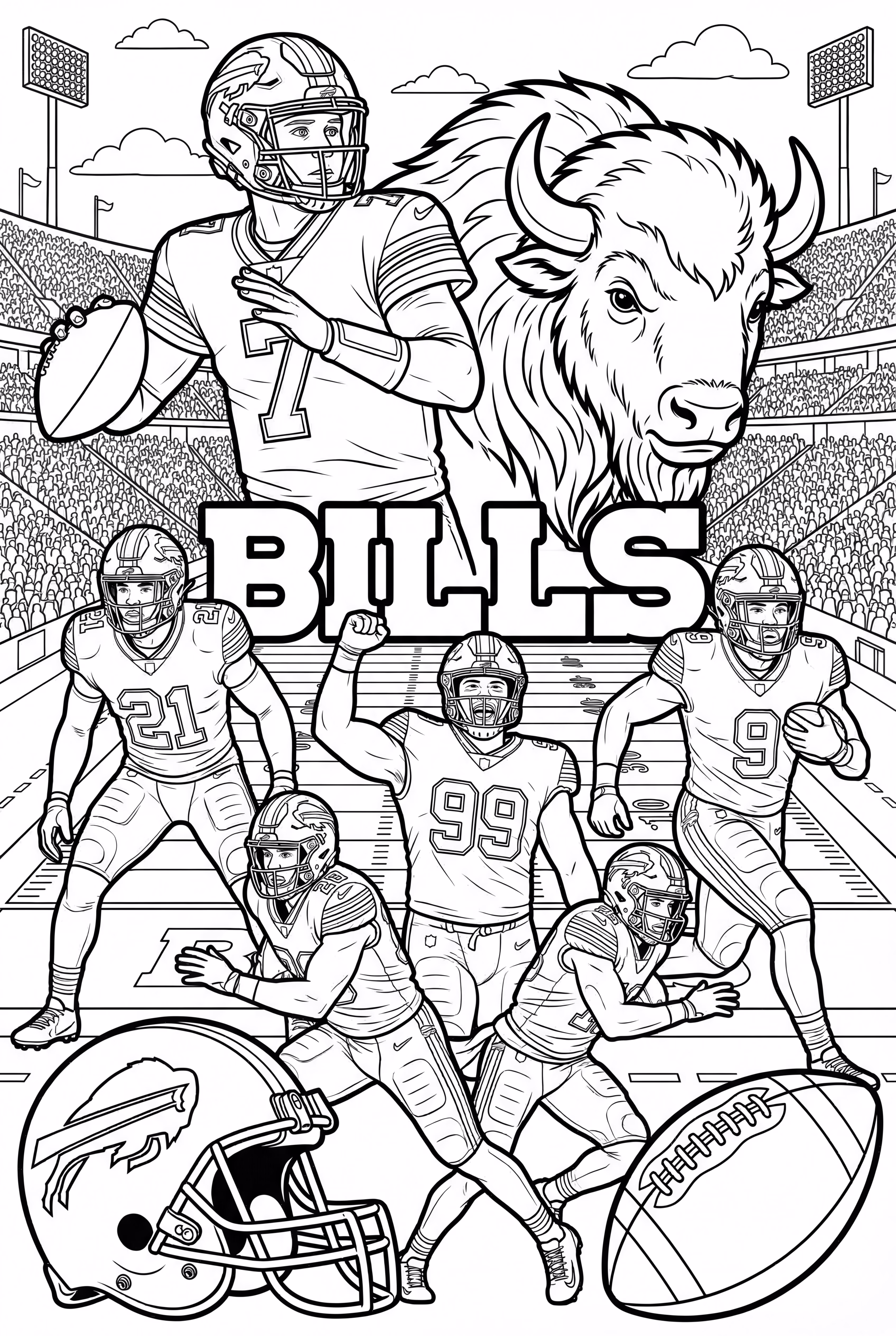 一幅复杂的布法罗比尔队拼图画