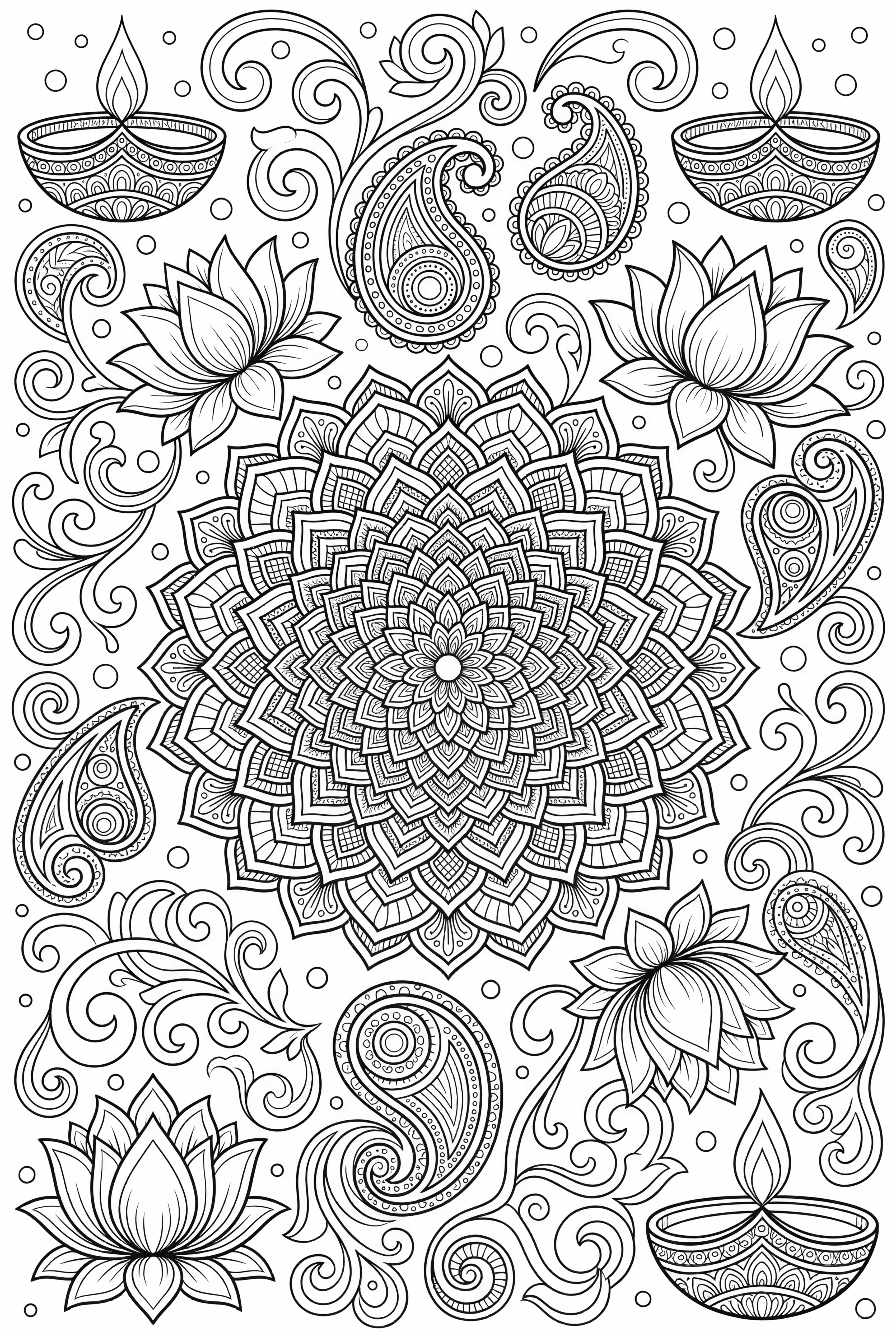 Un Intricado Patrón de Mandala de Diwali