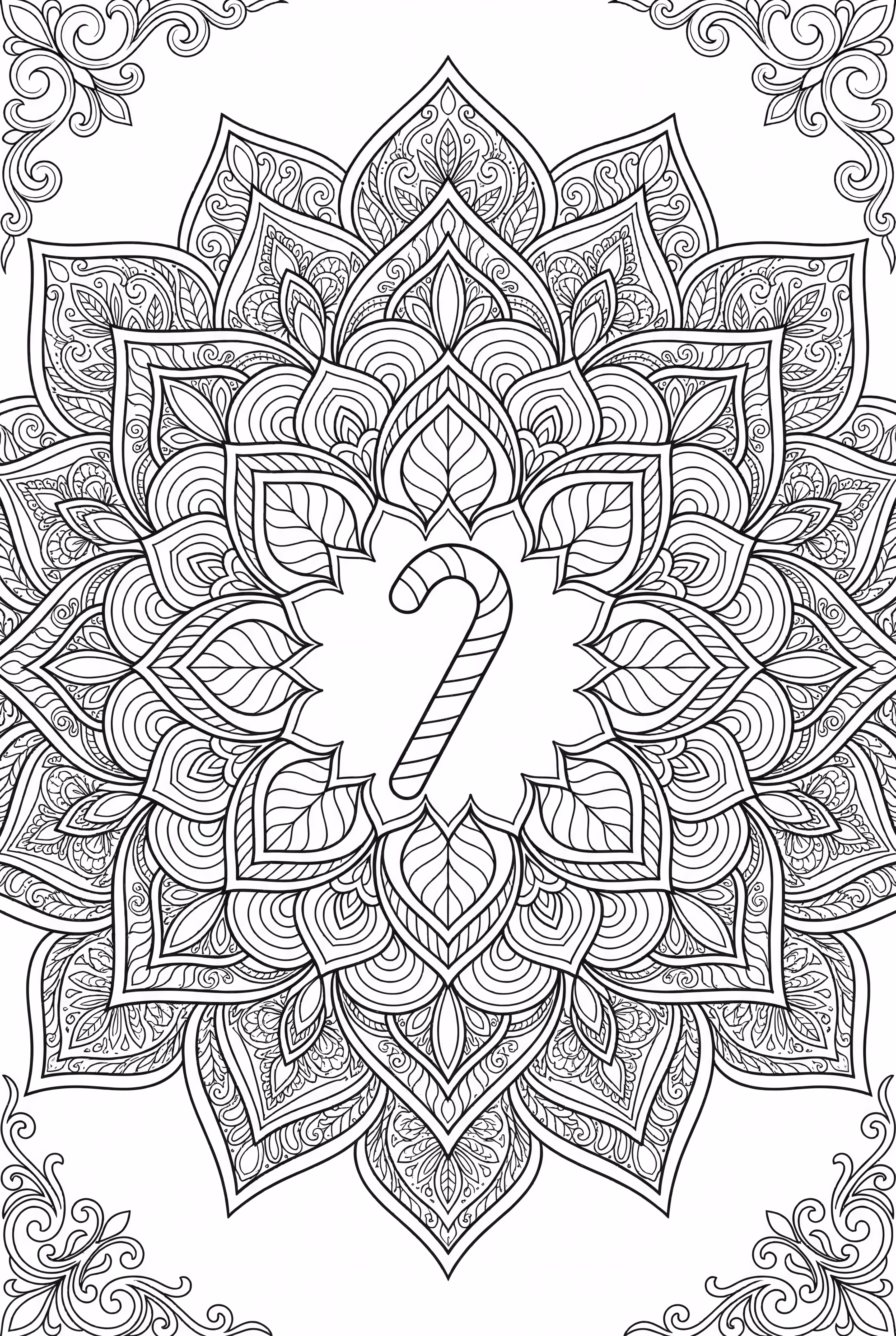 An Intricate Mandala With A Candy Cane Center