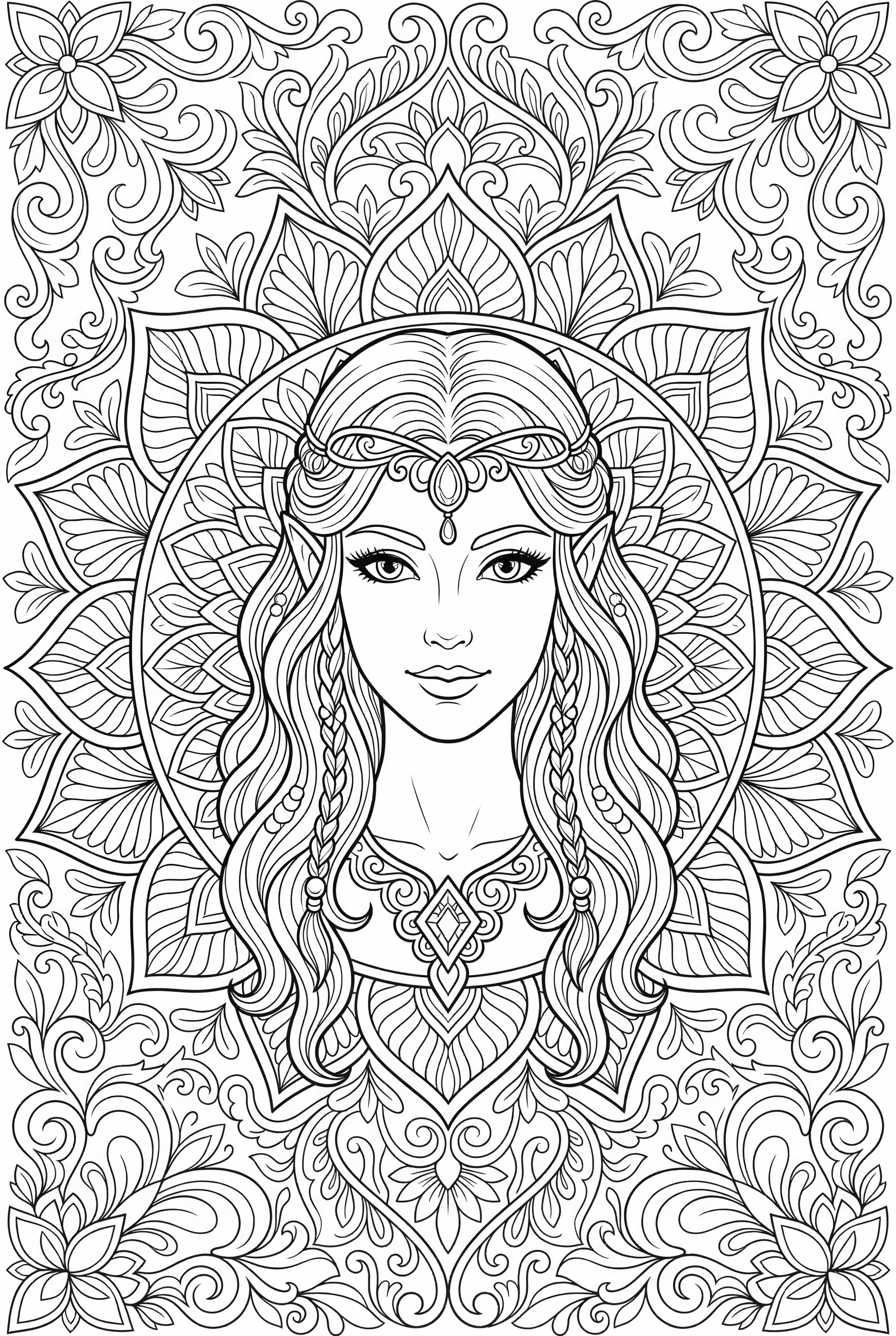 复杂的曼陀罗与精灵面孔