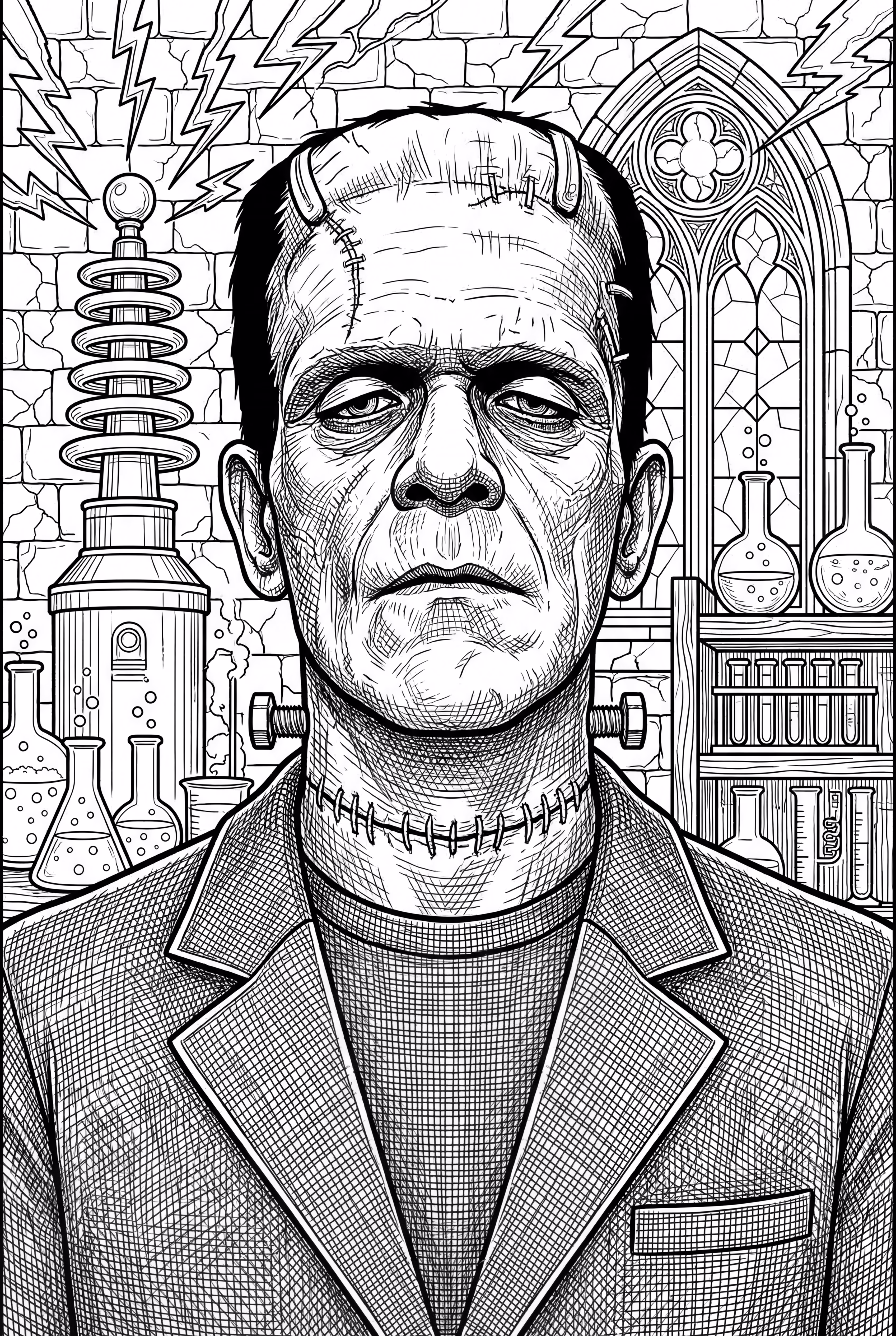 Un portrait détaillé du monstre de Frankenstein