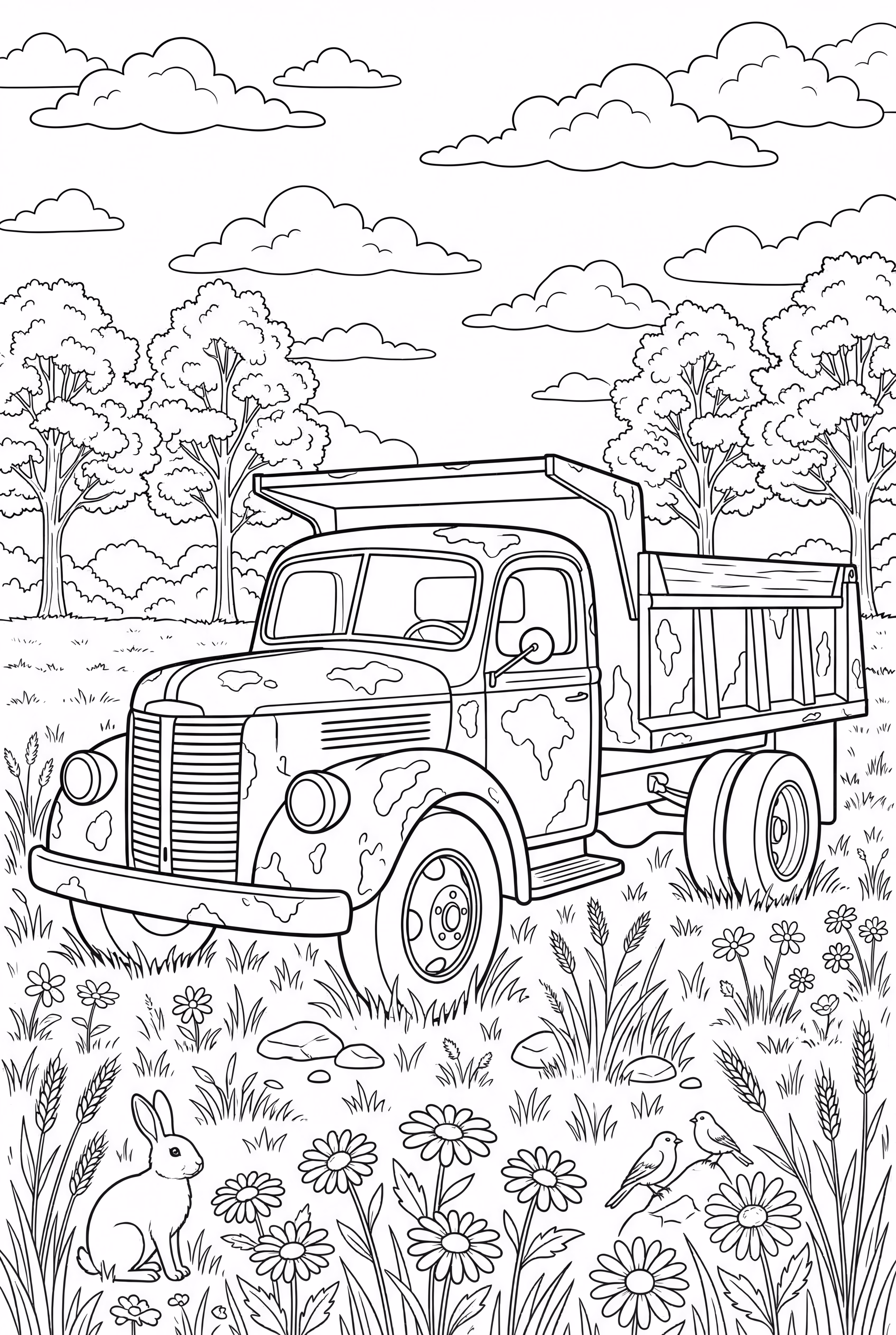 An Old Rusty Dump Truck In A Field