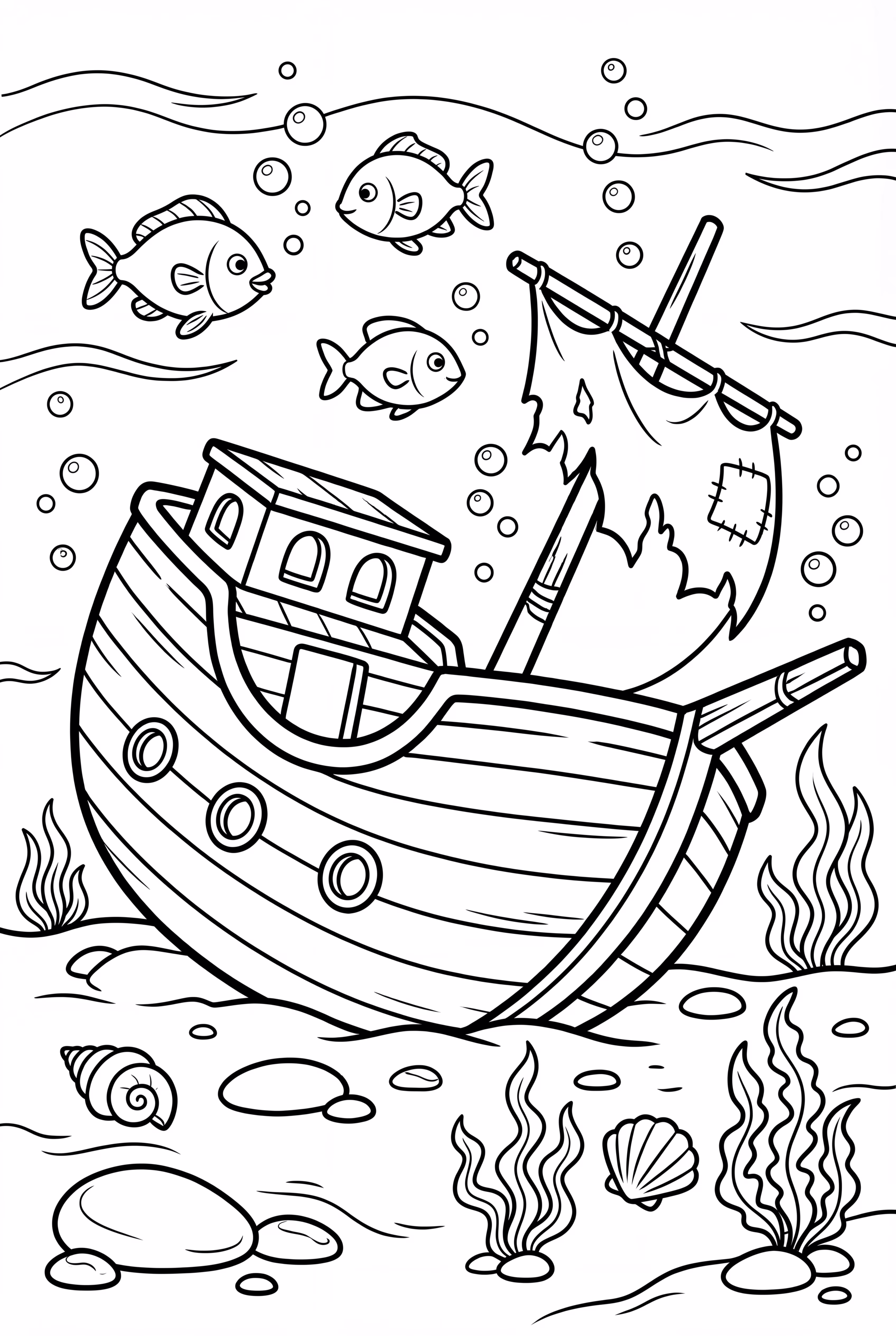 Ein altes versunkenes Schiff im Ozean