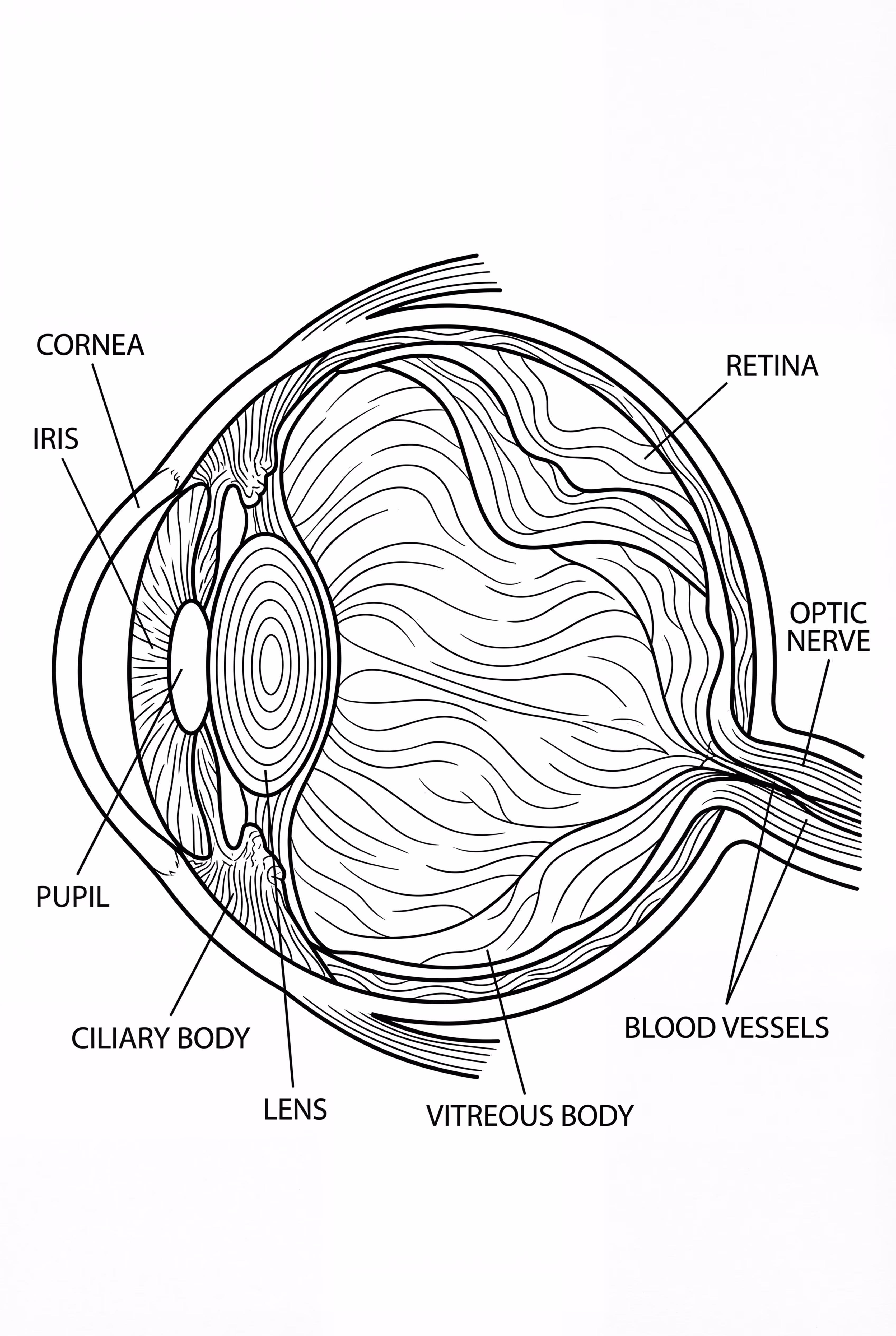 Anatomie de l'œil humain en détail