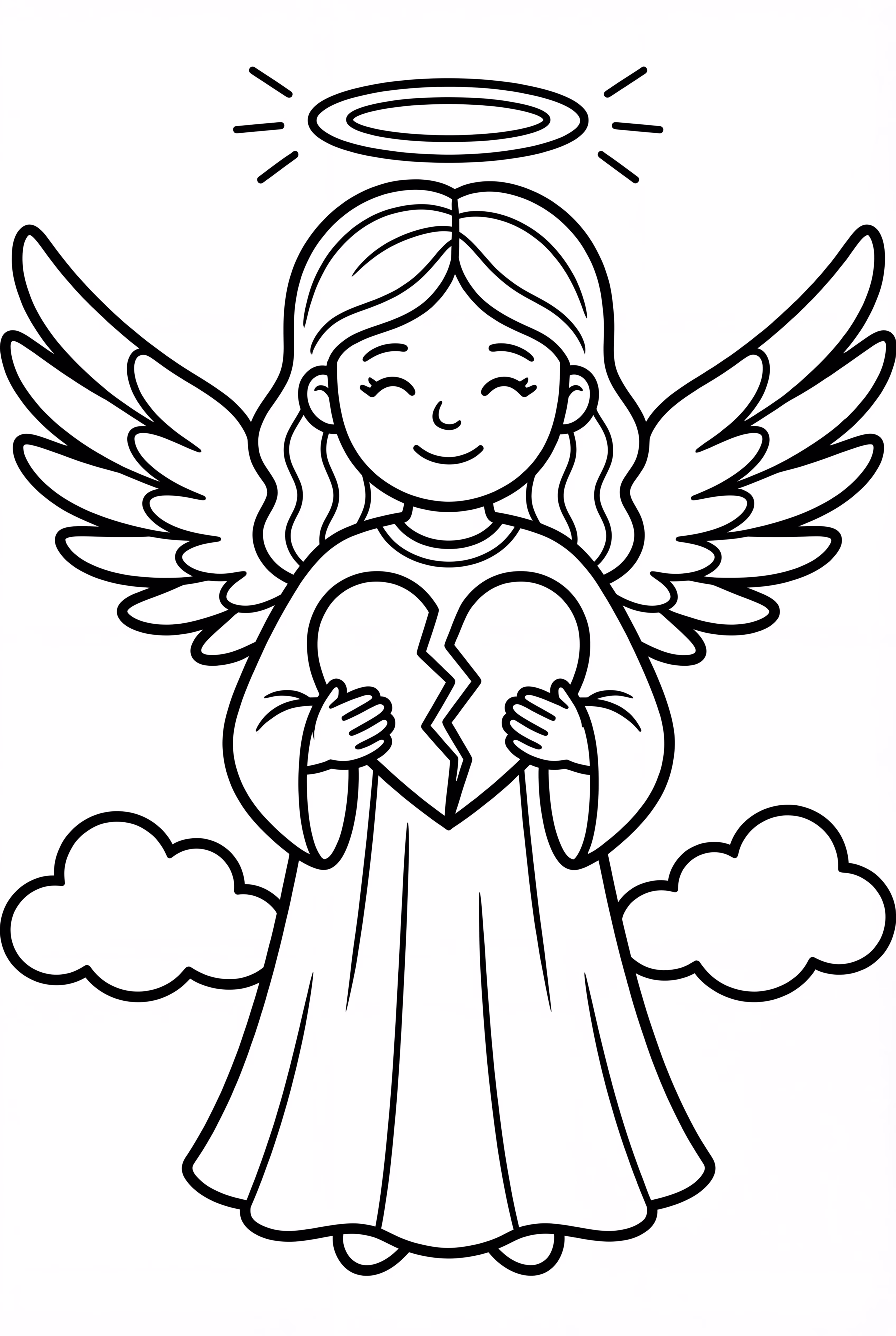 Anjo segurando coração partido