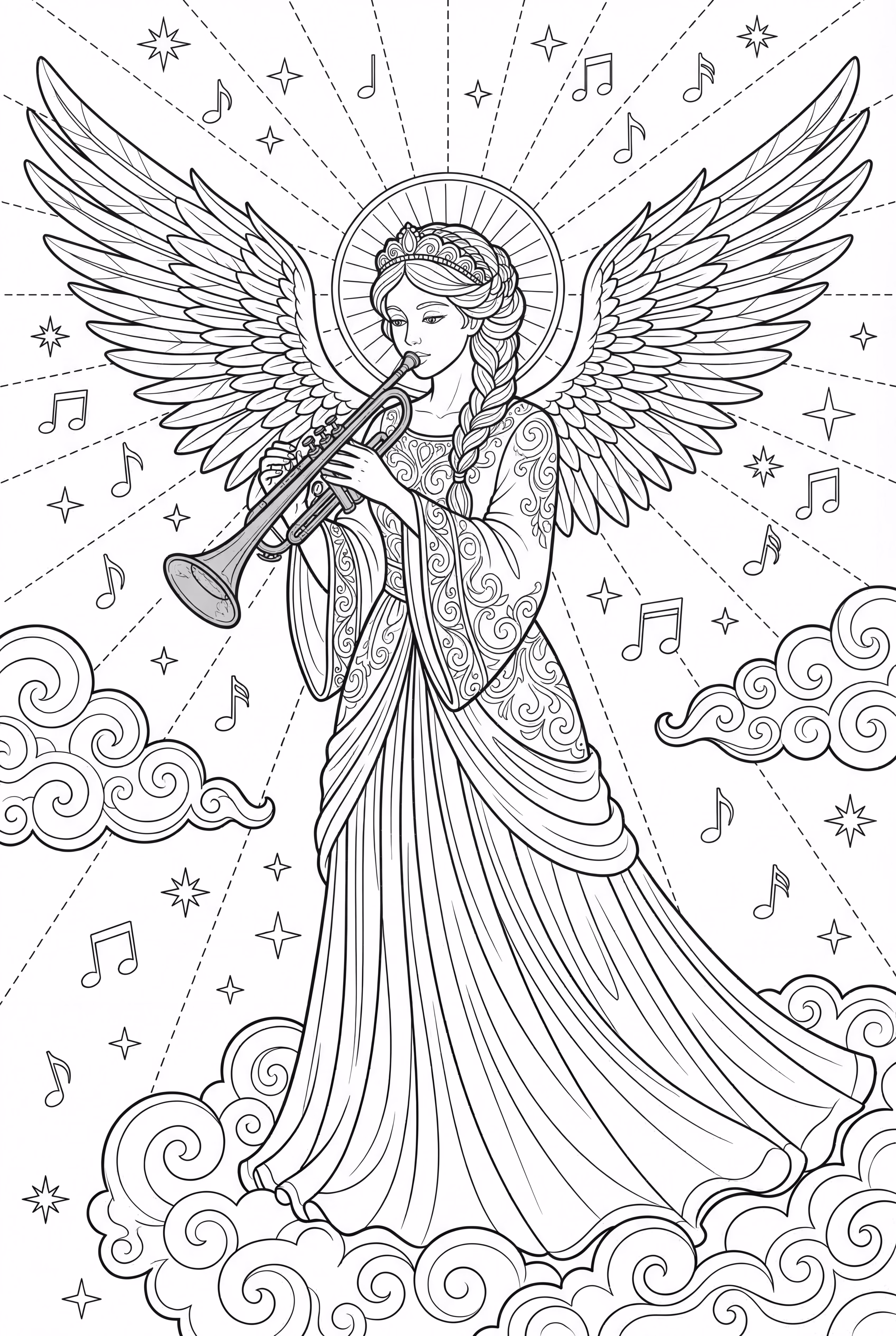 Angel Playing Golden Trumpet