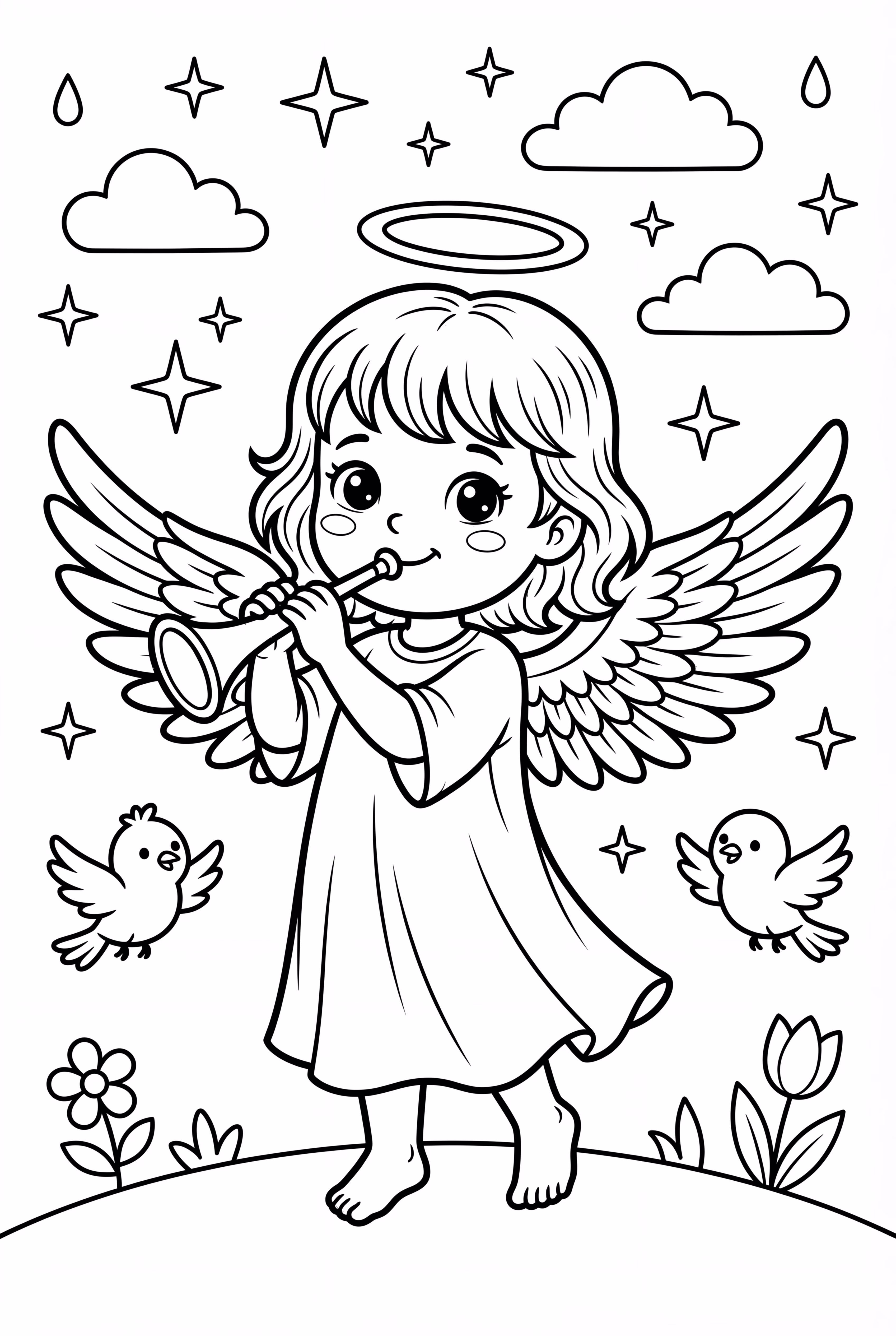 Engel mit goldener Trompete