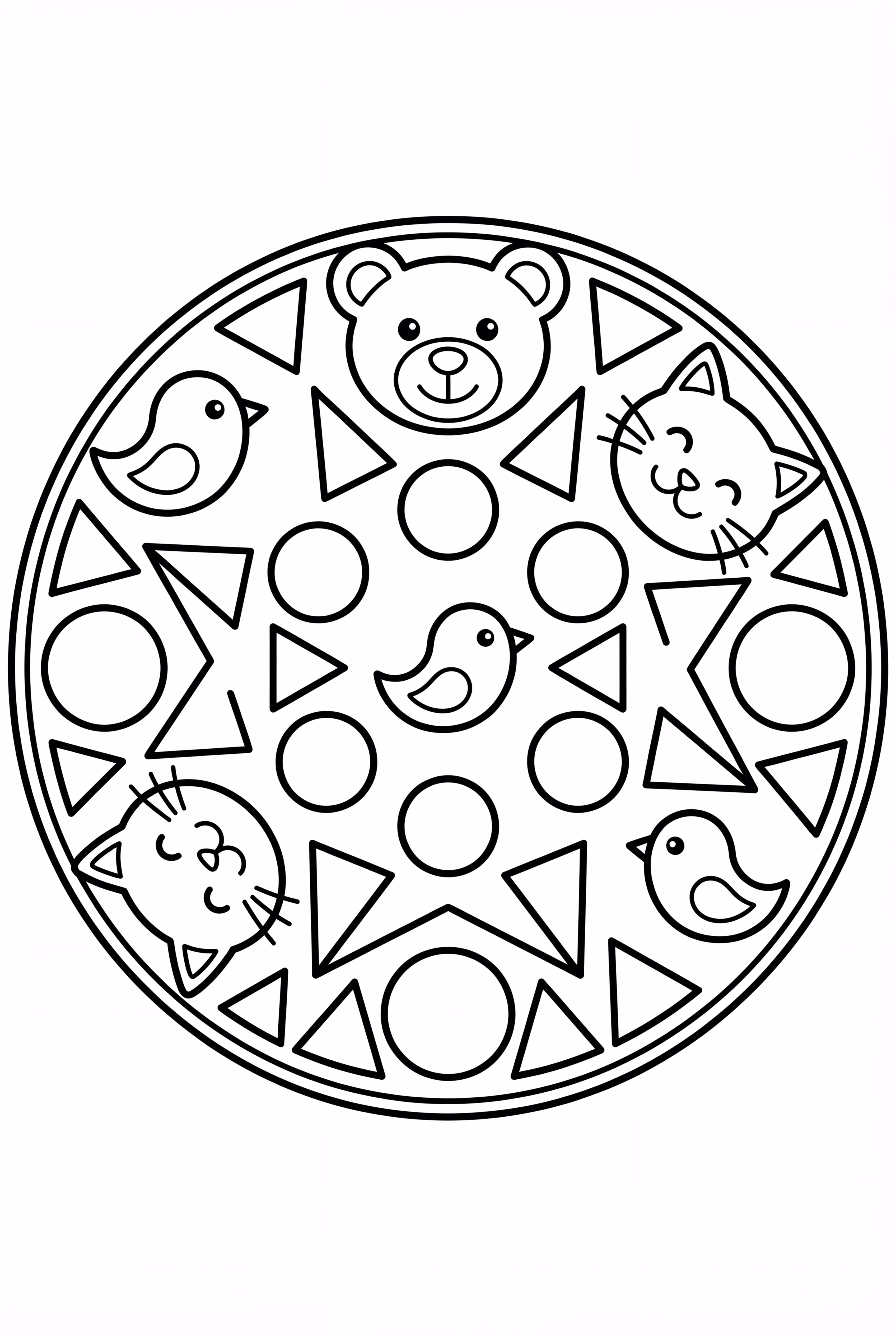 Animal Mandala with Simple Outlines