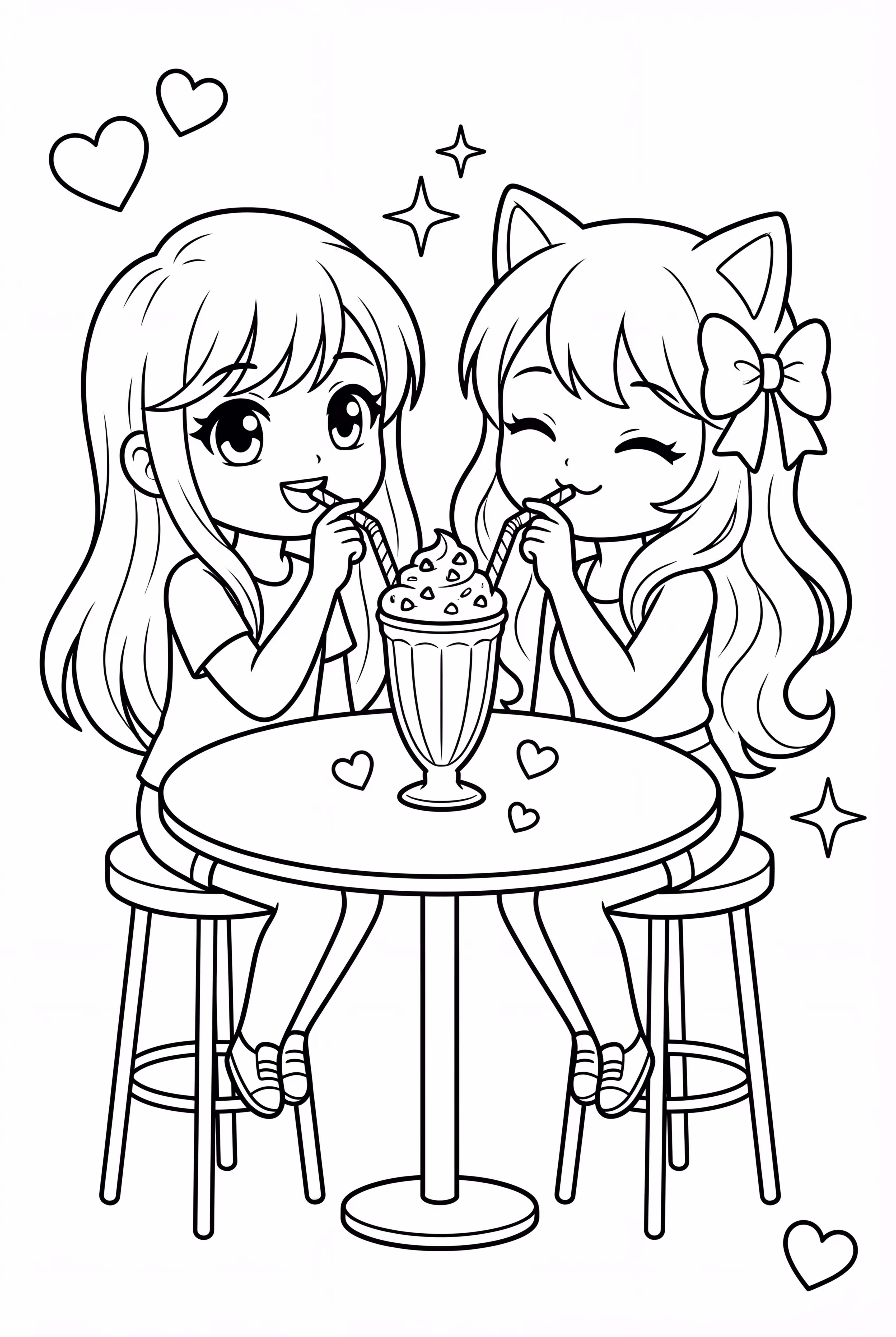 Aphmau And Kawaii~Chan Sharing A Milkshake