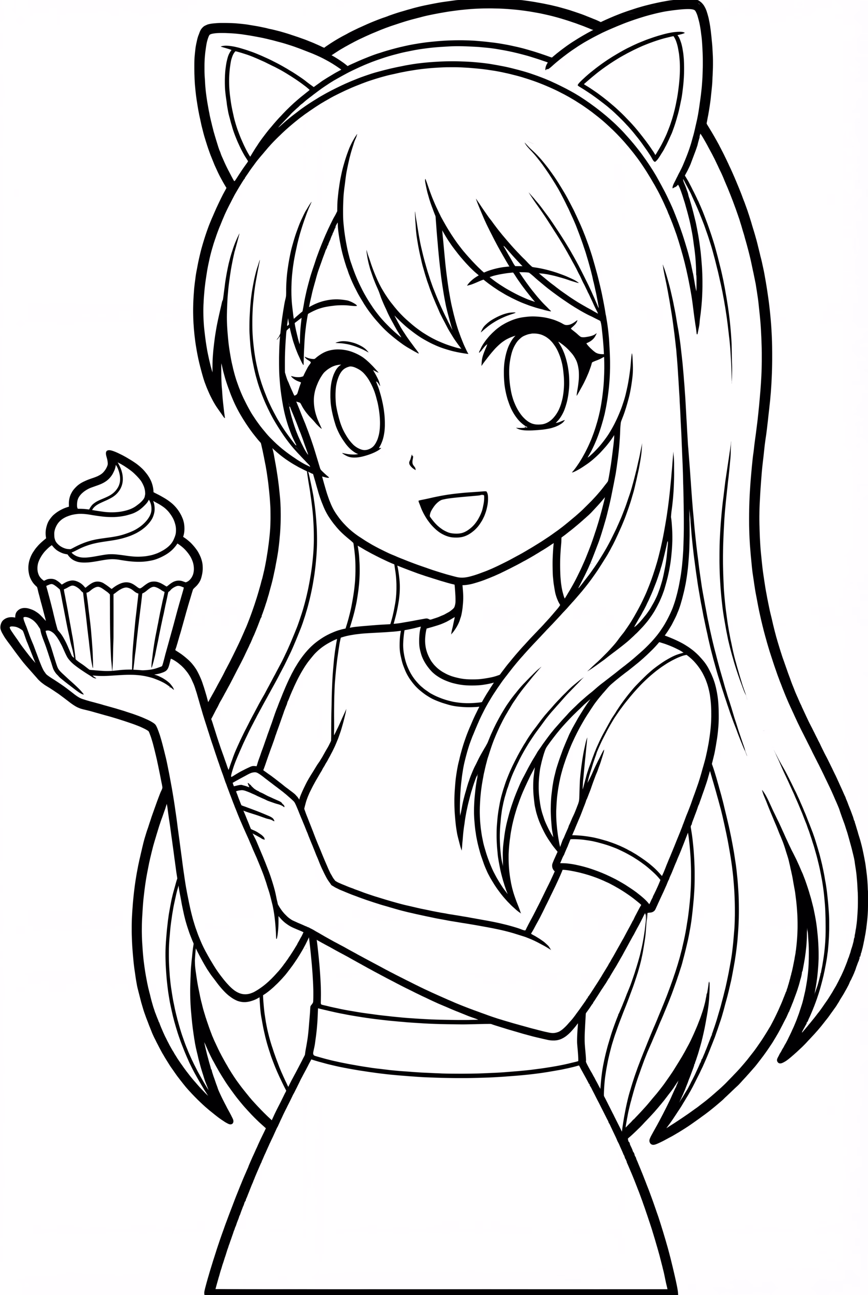 아프마우가 컵케이크 하나를 들고 있음