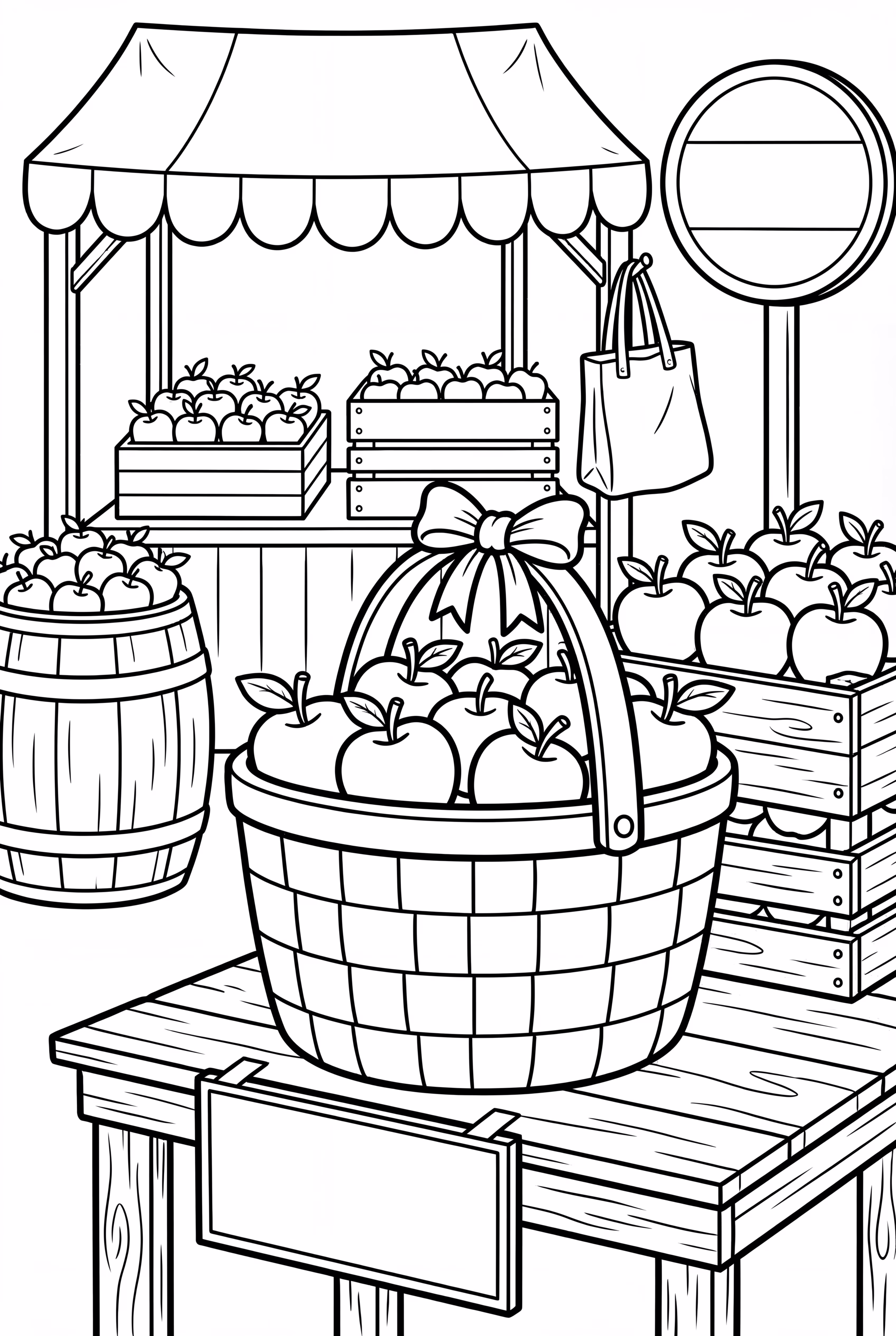 Cesta de Maçãs na Feira do Agricultor